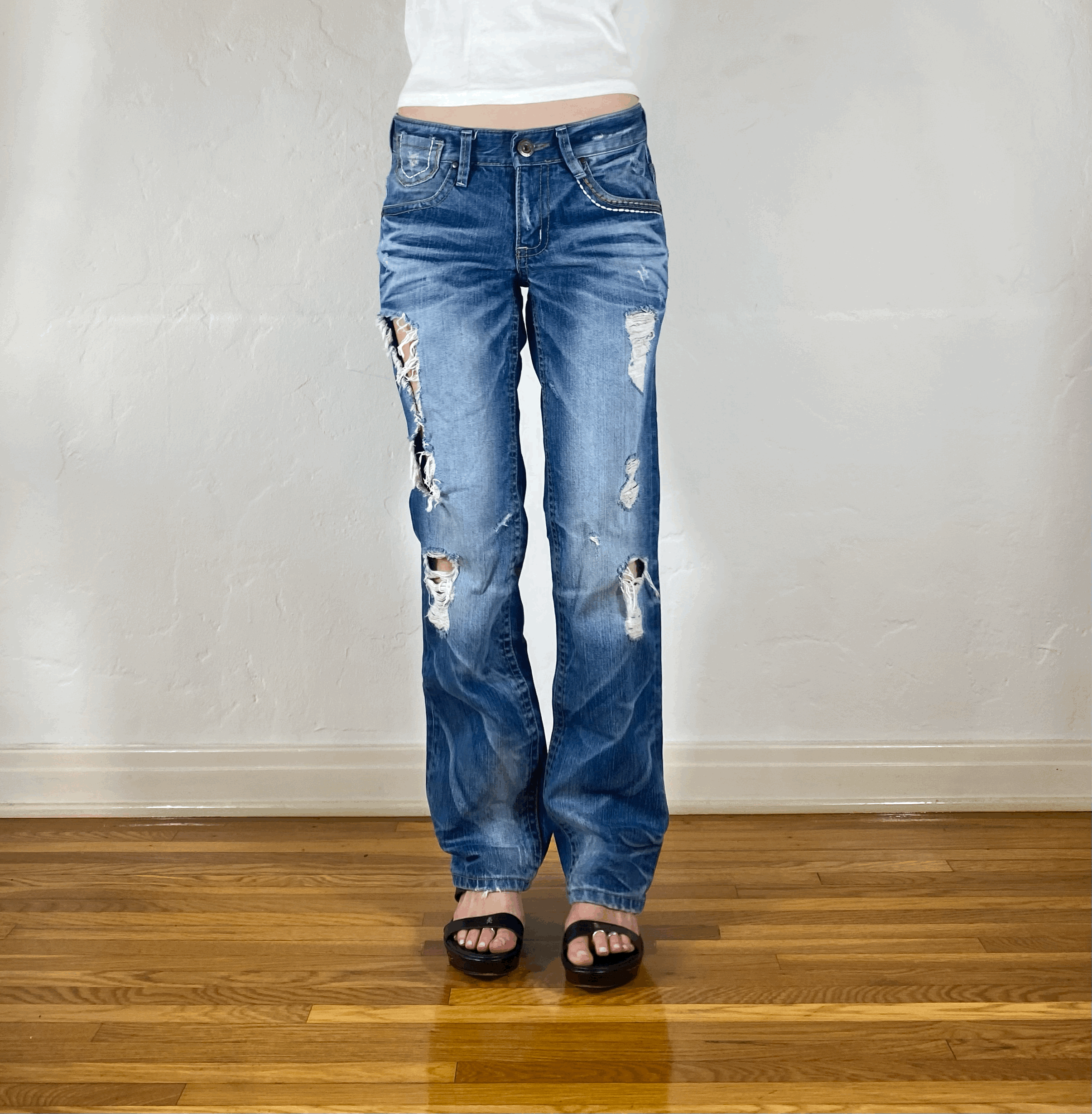 Lolita Ripped Electric Blue Jeans, S