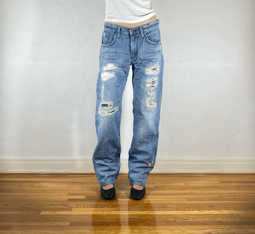 Edwin Repaired Distressed Jeans, L