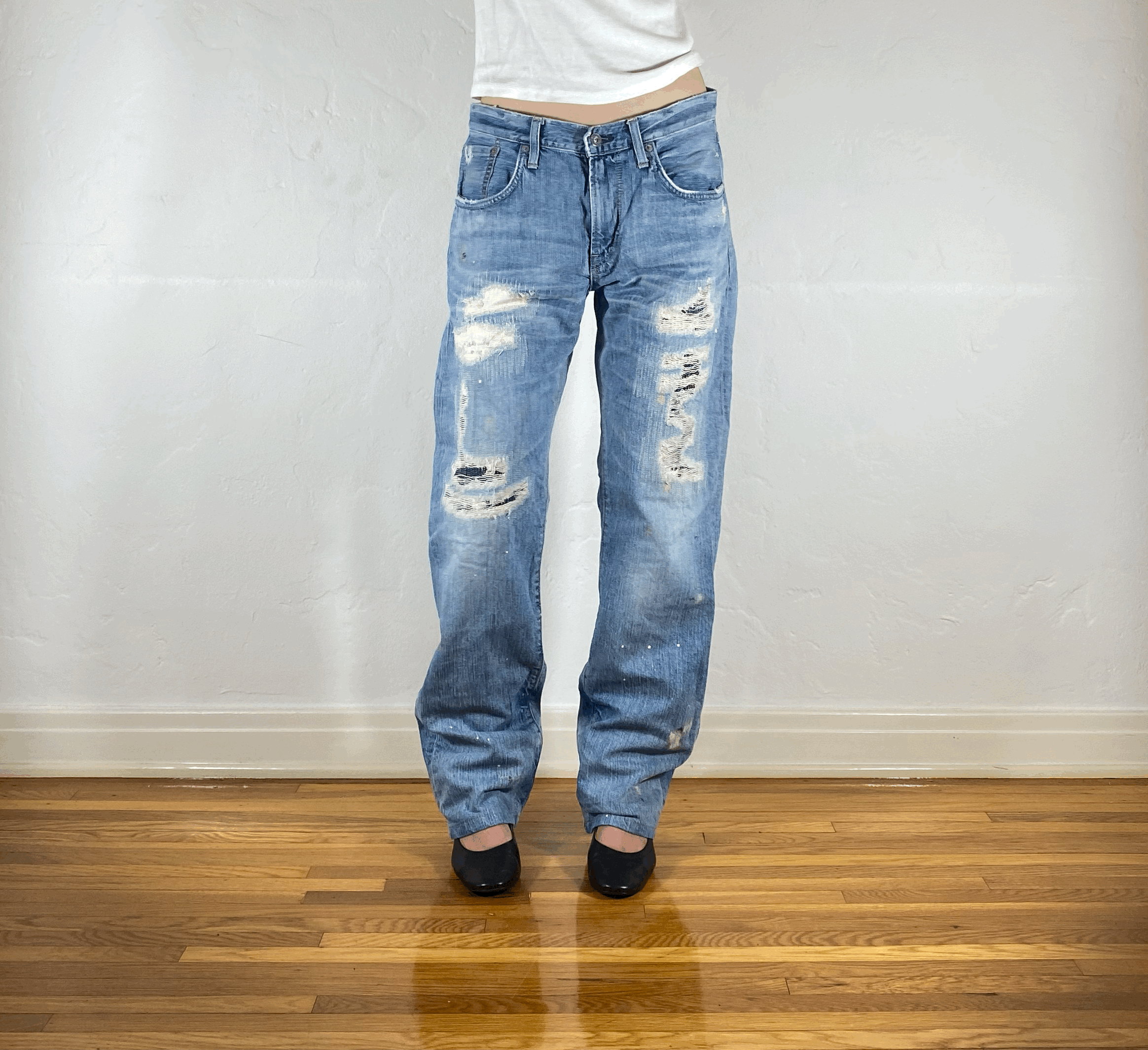 Edwin Repaired Distressed Jeans, L