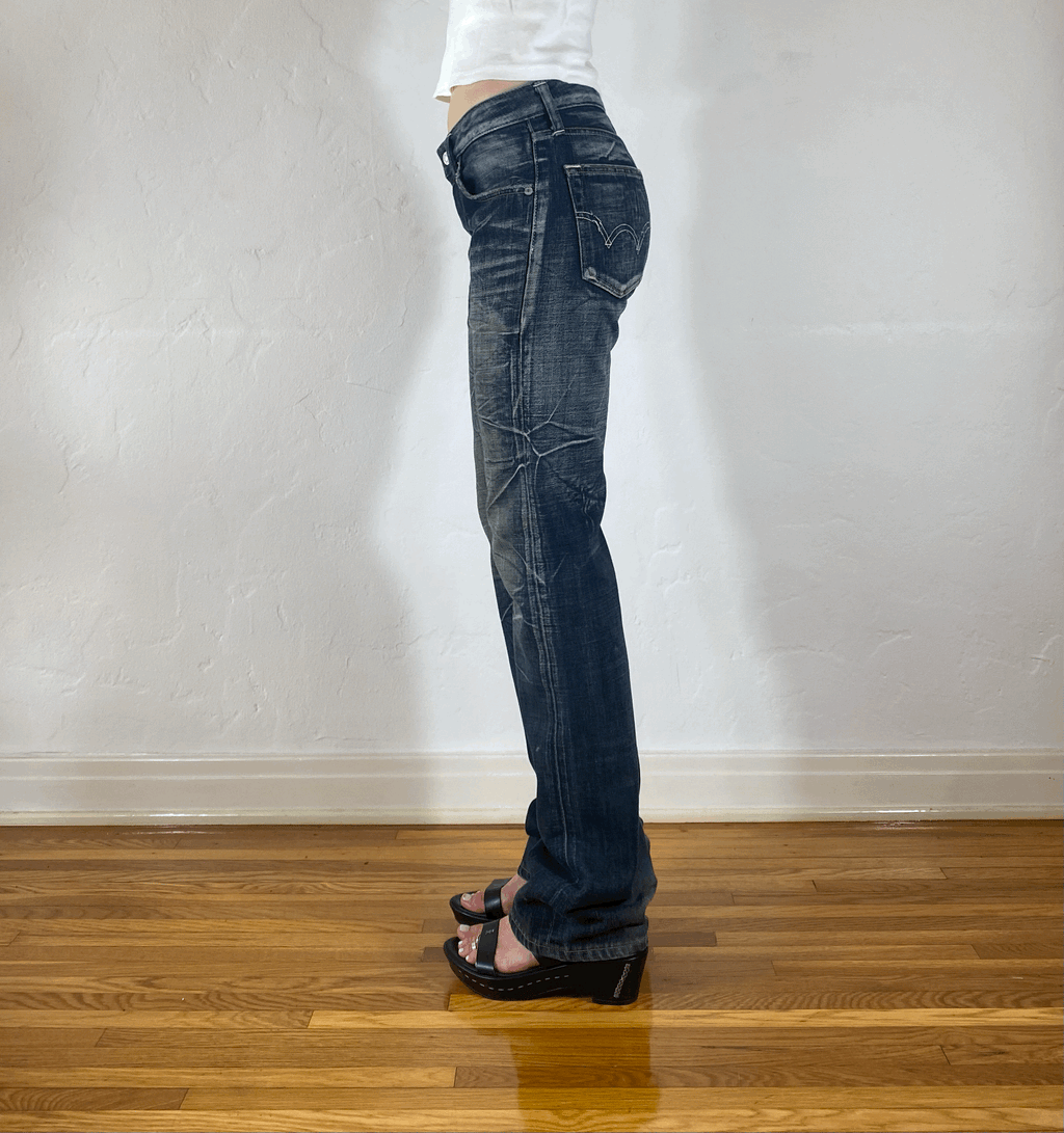 Unique Dark Blue Stiff Jeans, S/M