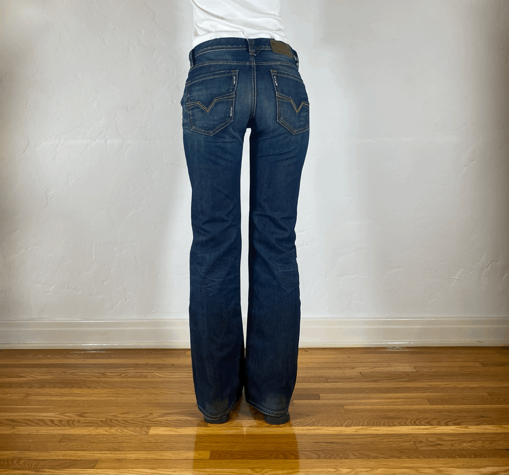 Diesel Relaxed Greenish Ombre Wash Jeans, S