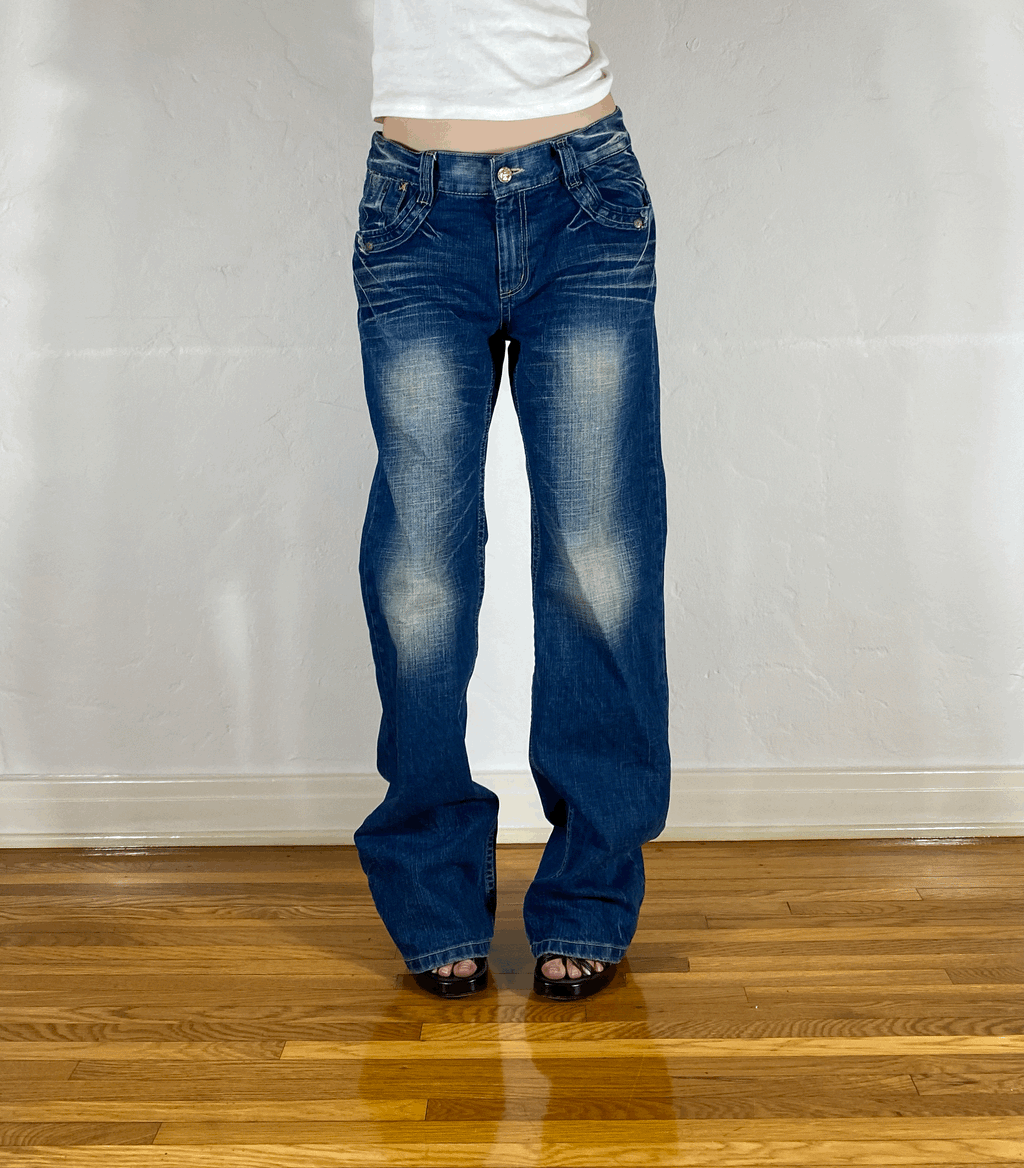 Studio RP Plaid Distressed Jeans, L/XL
