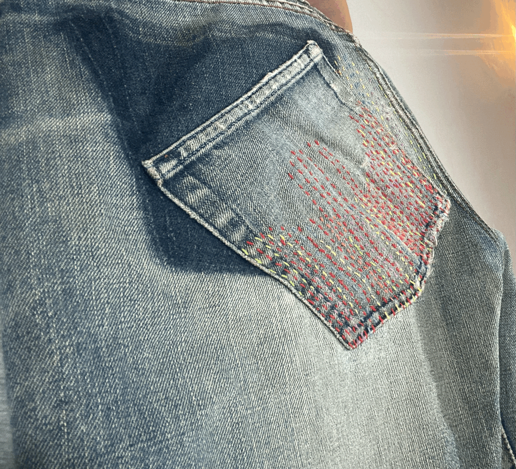 Diesel Rainbow Stitch Double Button Jeans, M