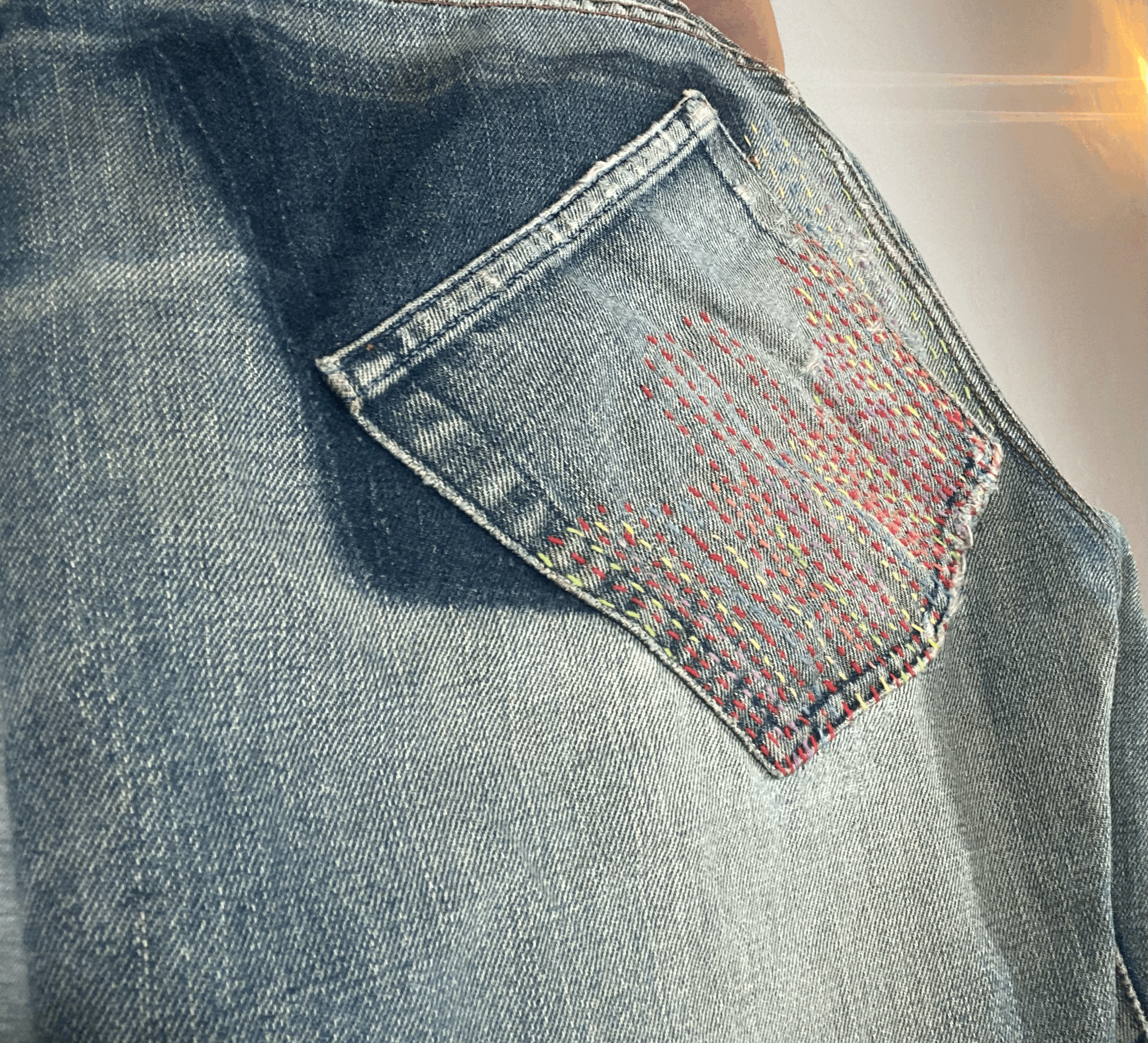 Diesel Rainbow Stitch Double Button Jeans, M