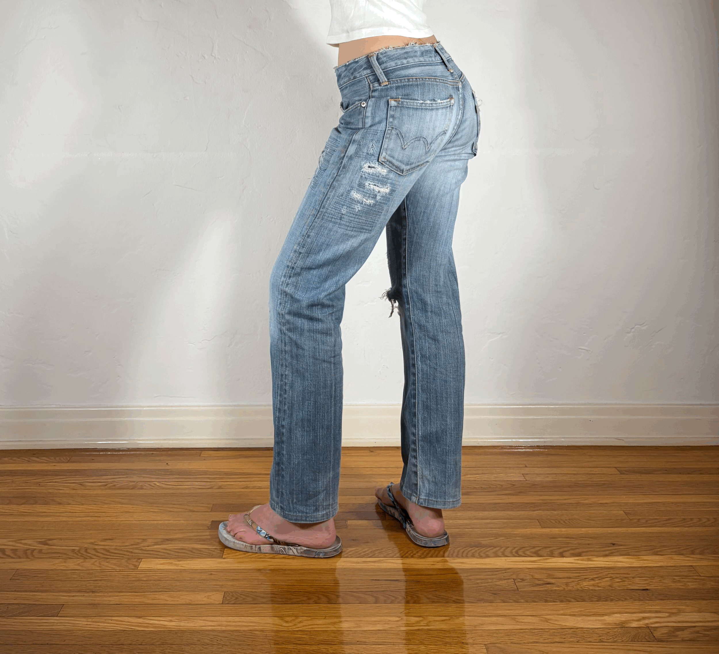 Edwin Soft Ripped and Repaired Distressed Jeans, S
