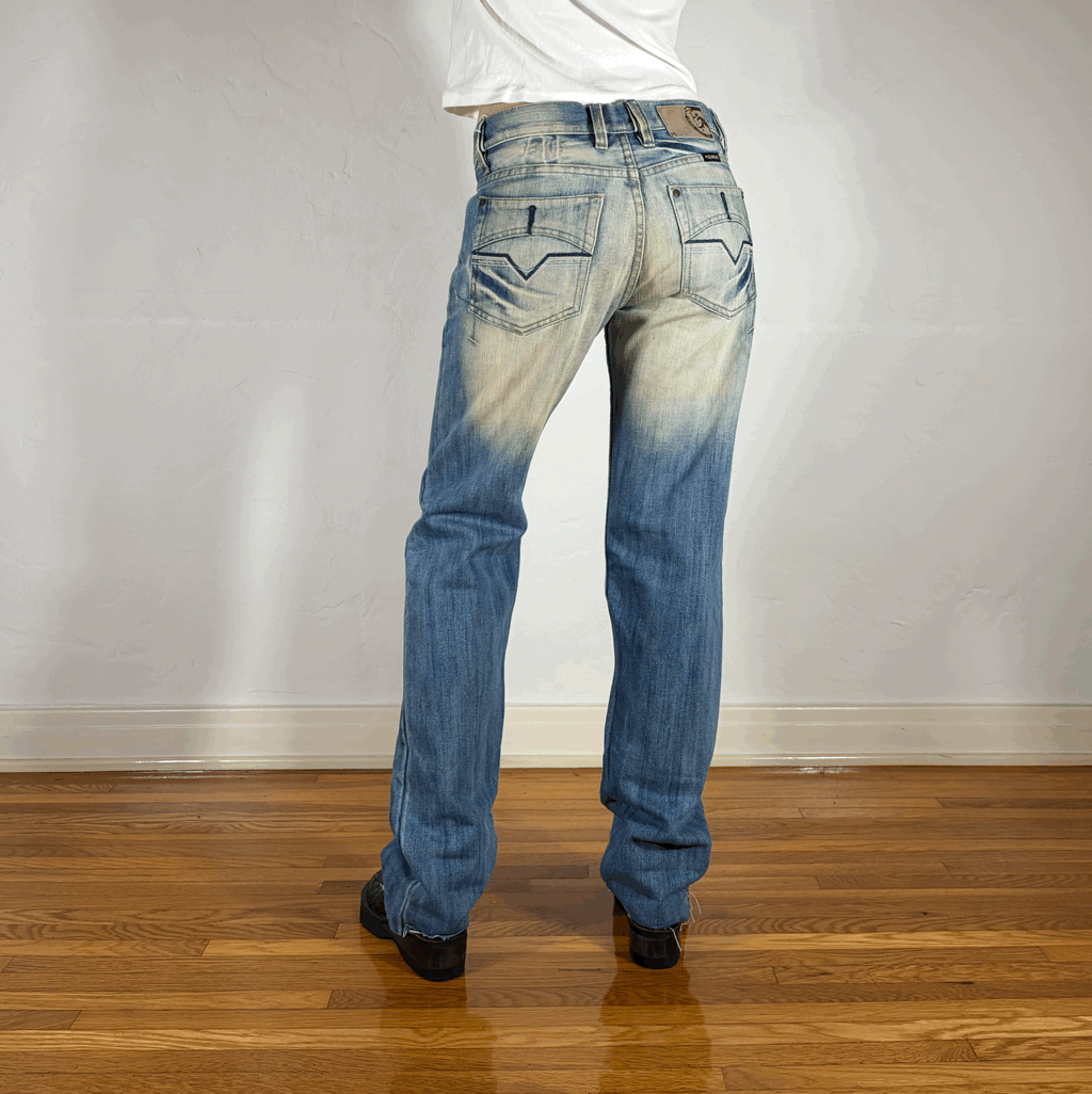 Diesel Relaxed White Ombre Streaky Jeans, M