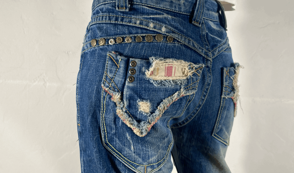 Studio RP Plaid Distressed Jeans, S
