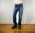 Distressed Grayish Blue Boyfriend Jeans, M