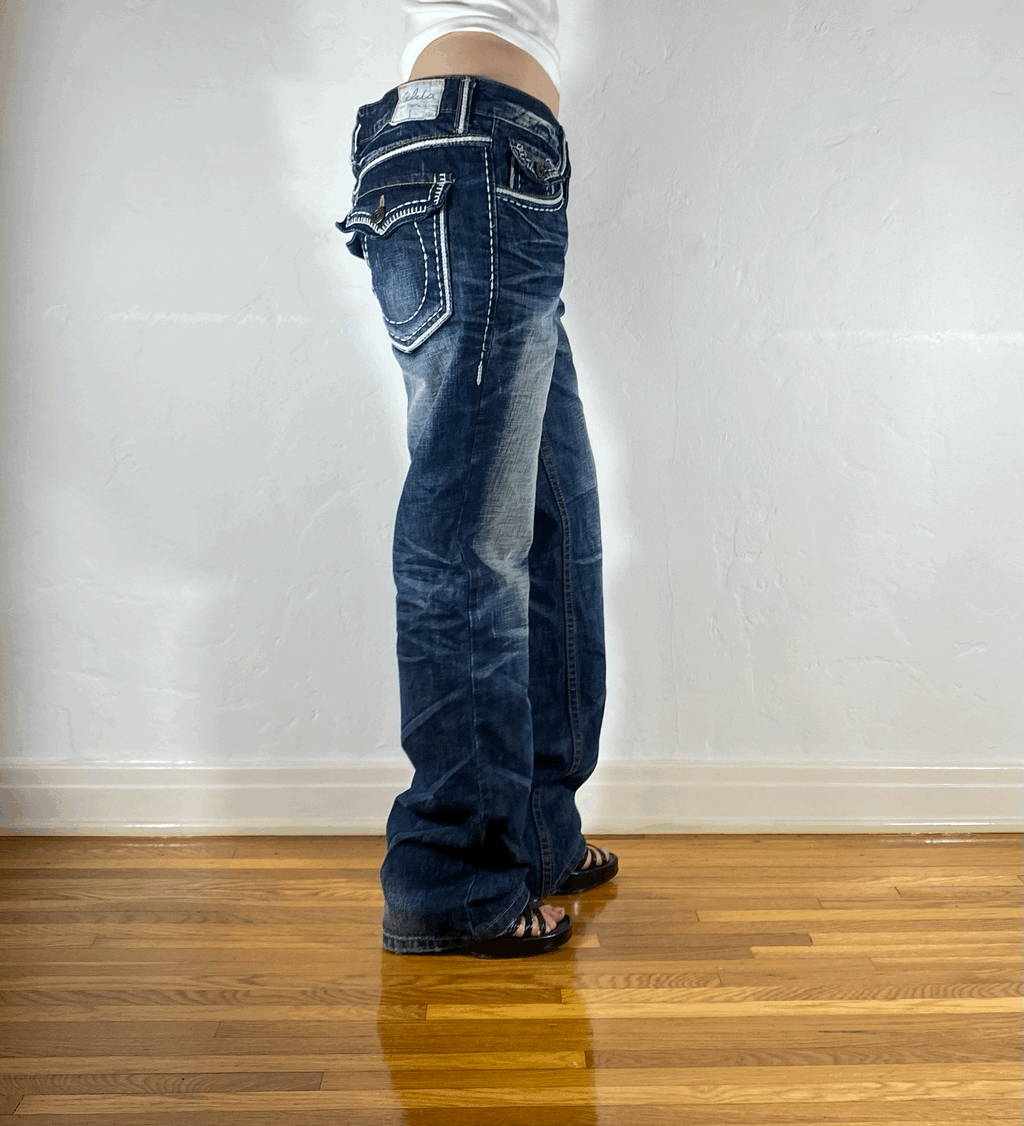 Lolita Bone Stitched Jeans, XL