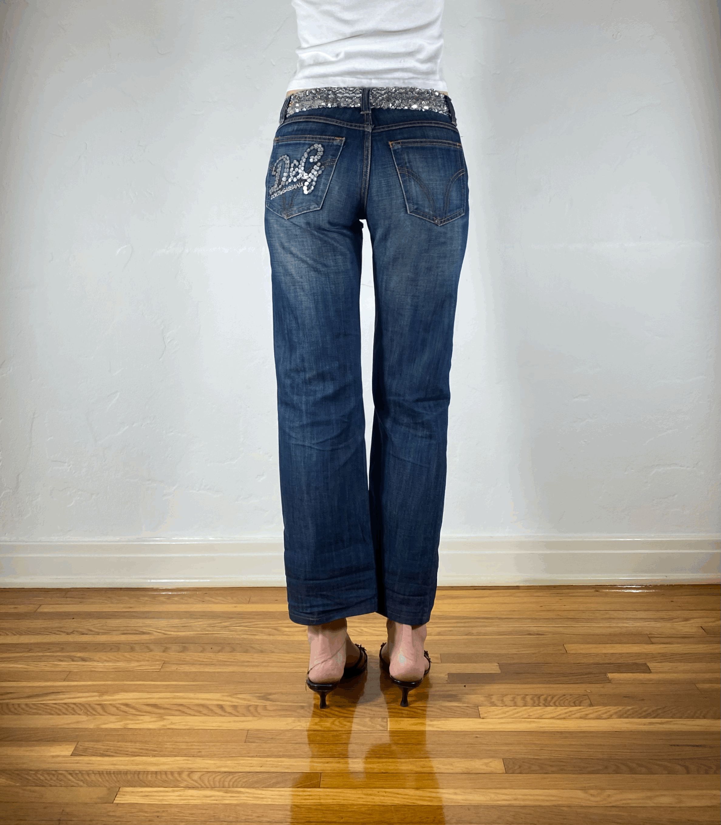 Dolce & Gabbana Sparkly Cropped Jeans, XS