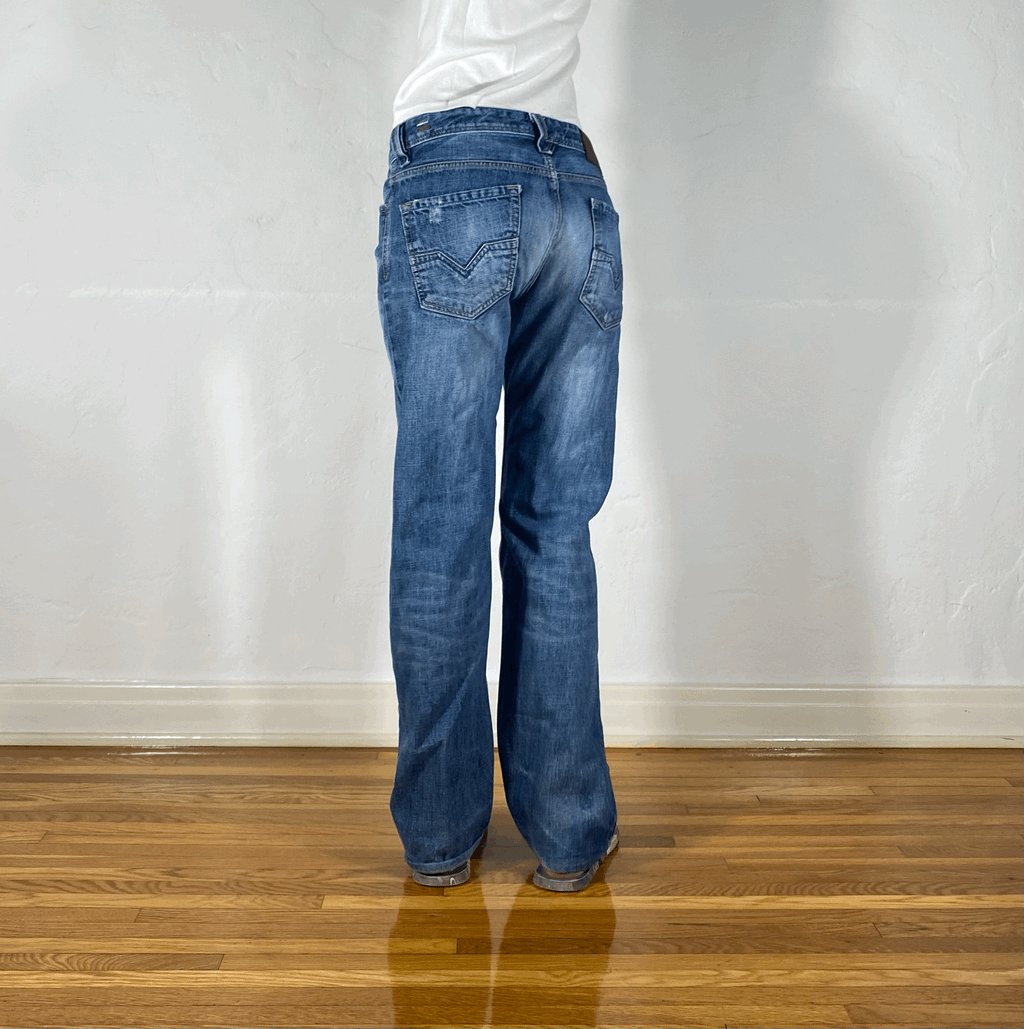 Diesel Relaxed Light Blue Ombre Jeans, S/M