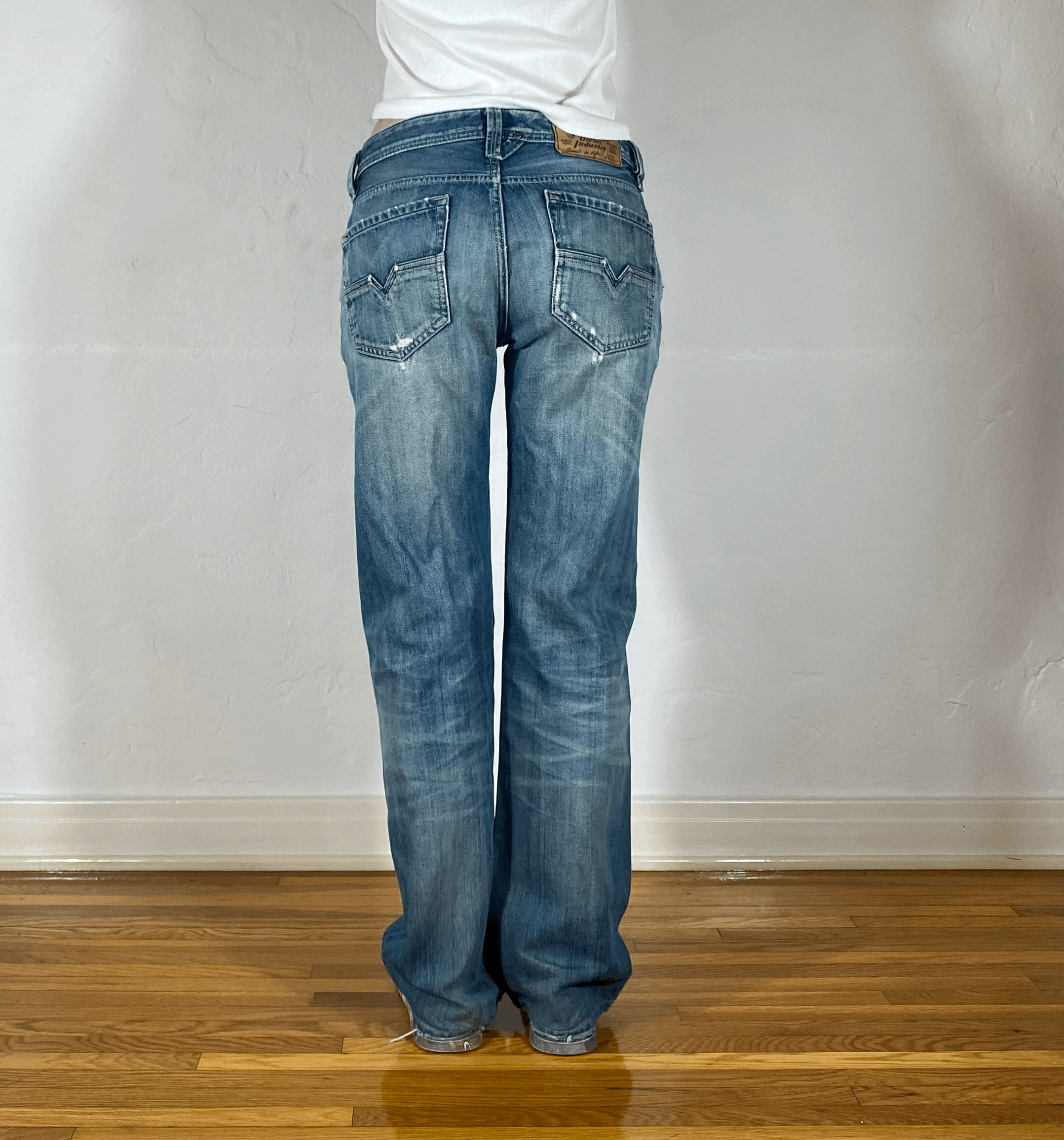 Diesel Relaxed Distressed Blue Jeans, S/M