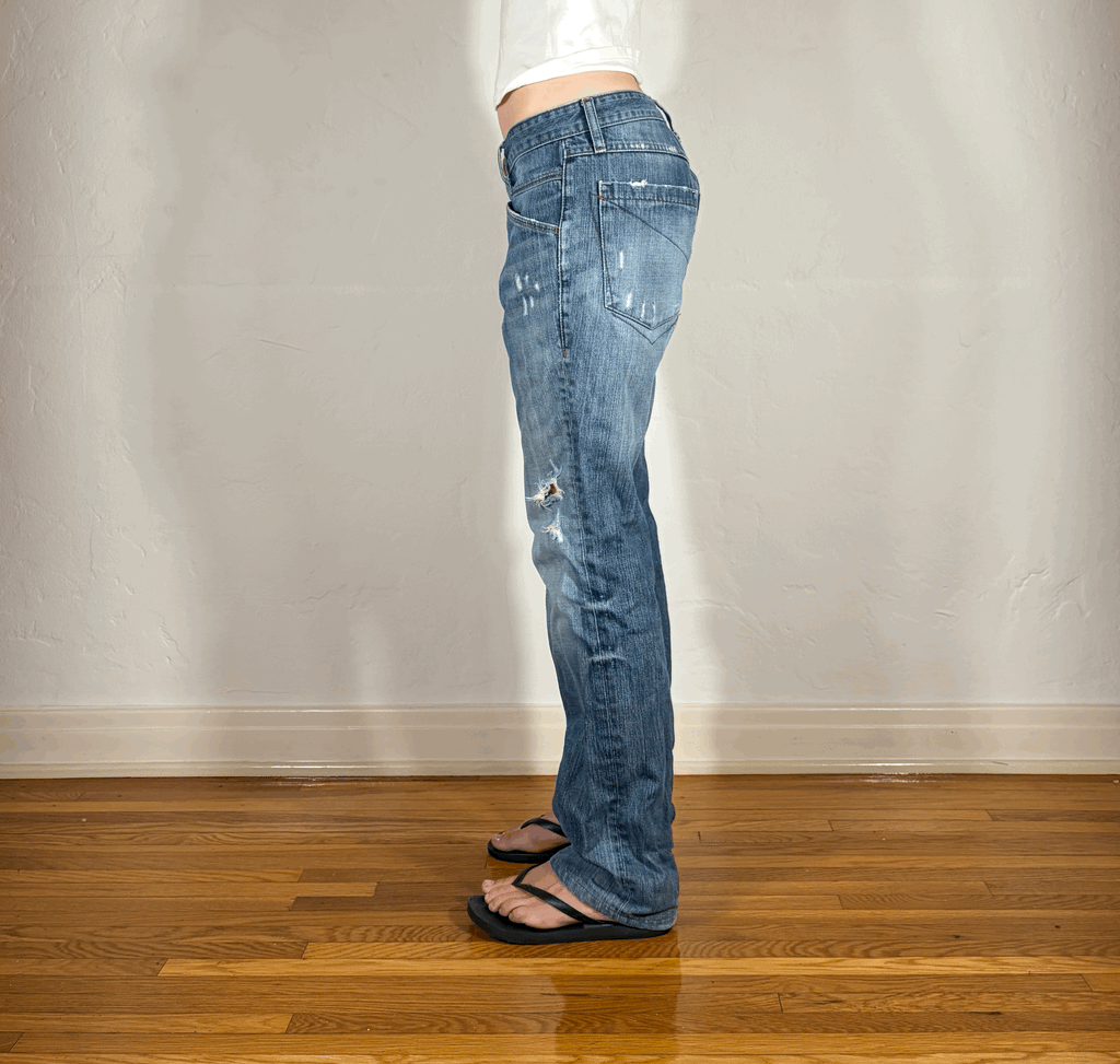 Marithe + Francois Girbaud Distressed Jeans, M