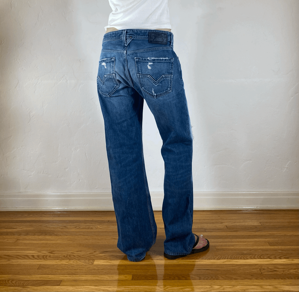 Diesel Relaxed Light Blue Ombre Jeans, M/L