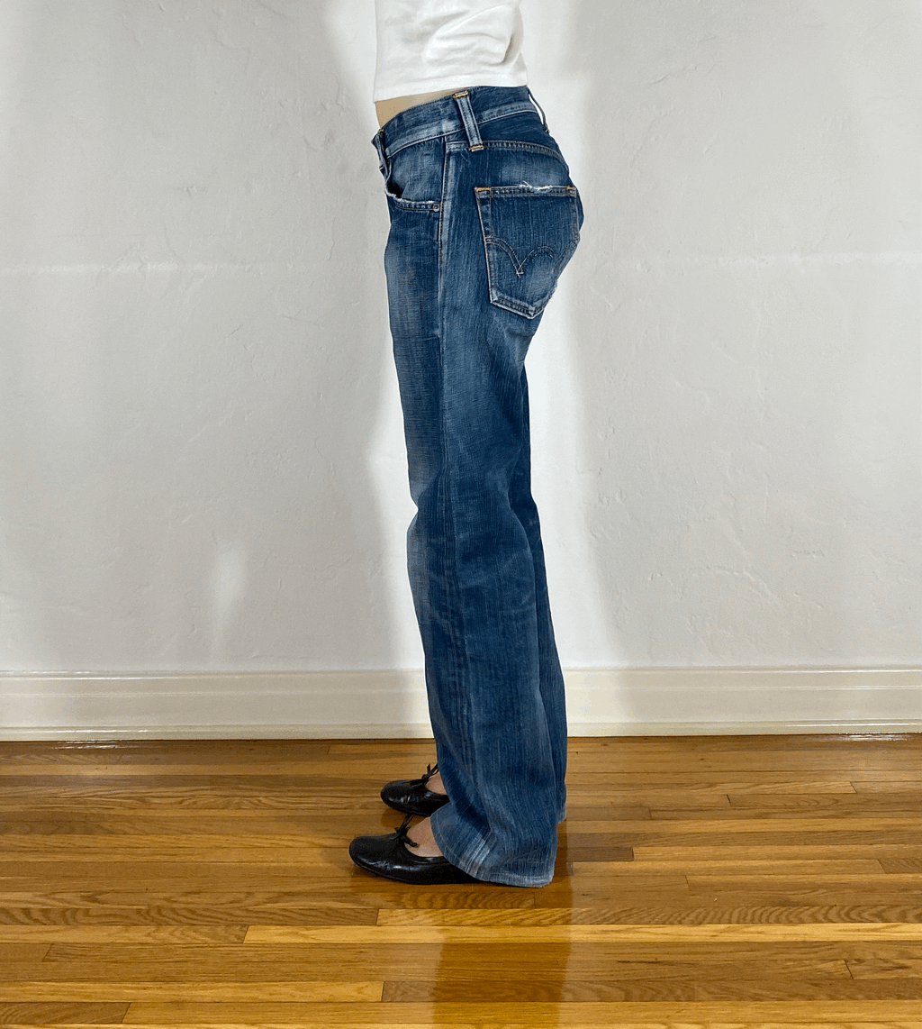 Edwin Unique Blue Baggy Jeans, S/M