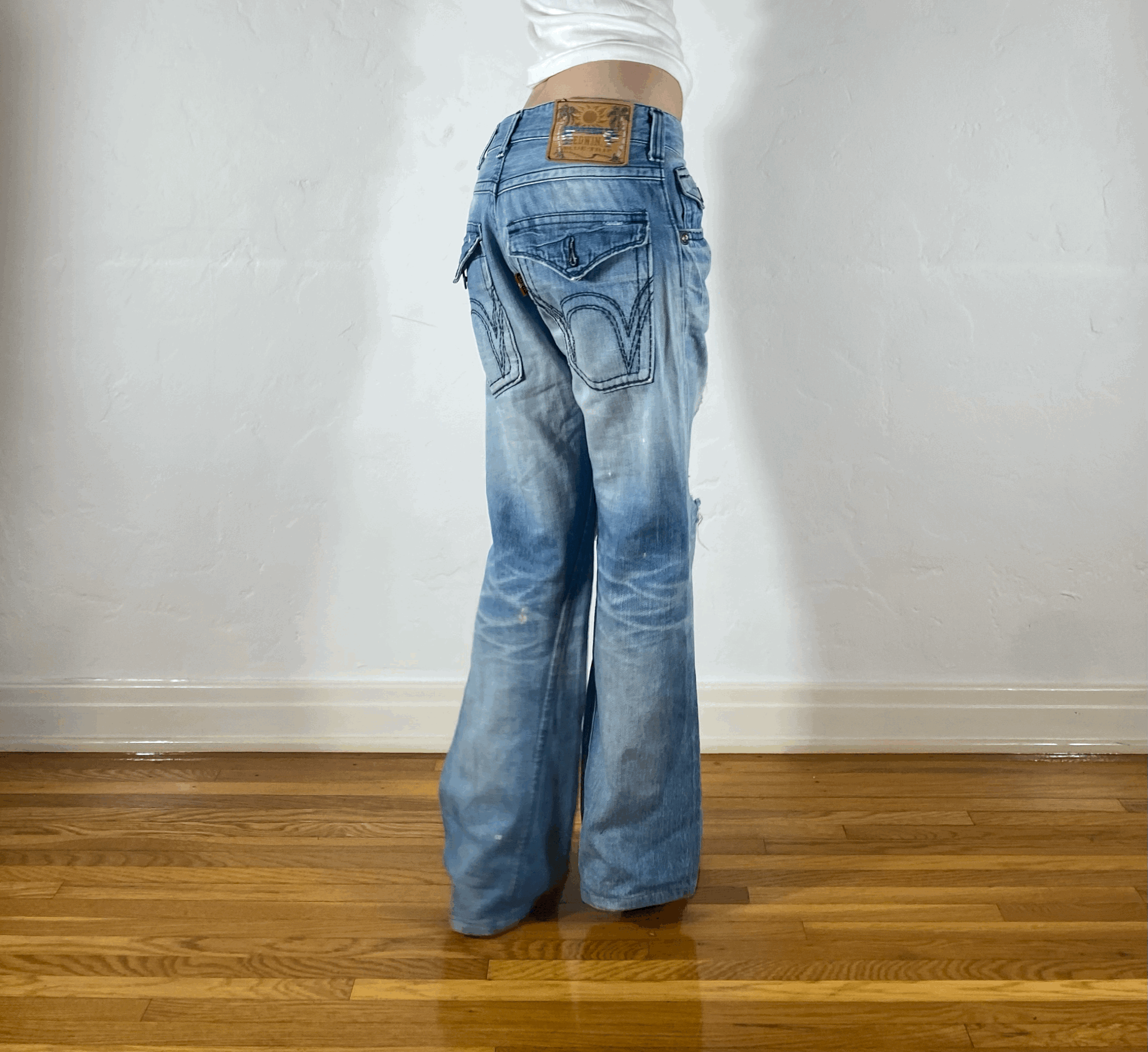 Edwin Soft Blue Palm Tree Jeans, M/L