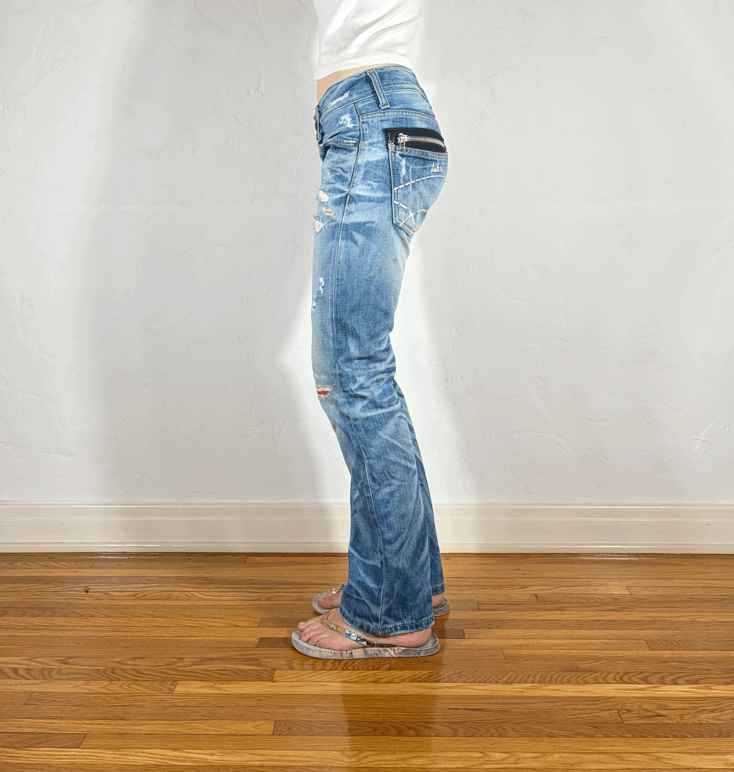 Lolita Ripped And Repaired Zipper Jeans, S
