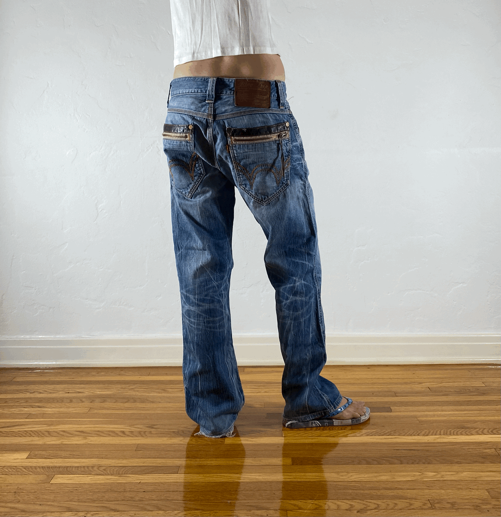 Edwin Brown and Orange Stitch Tiger Jeans, M