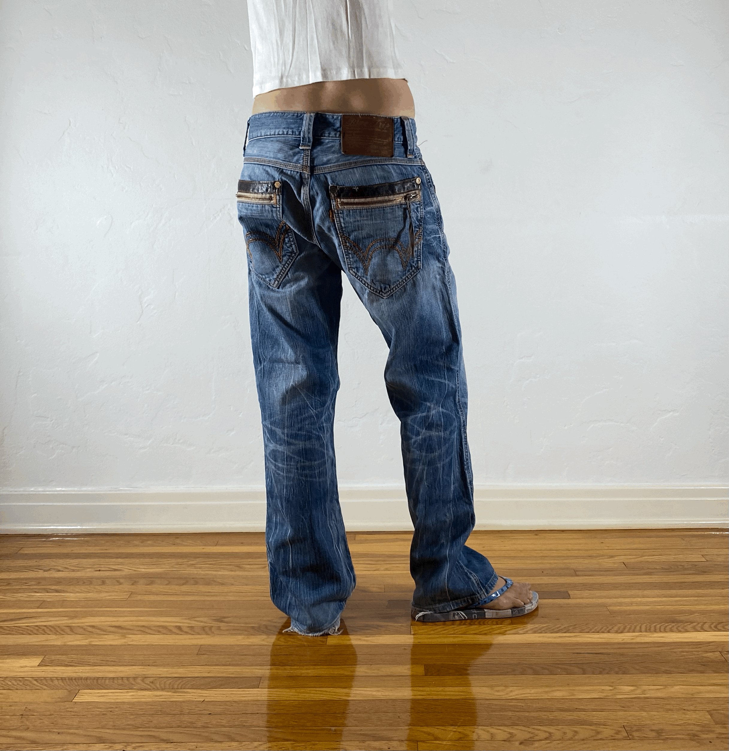 Edwin Brown and Orange Stitch Tiger Jeans, M