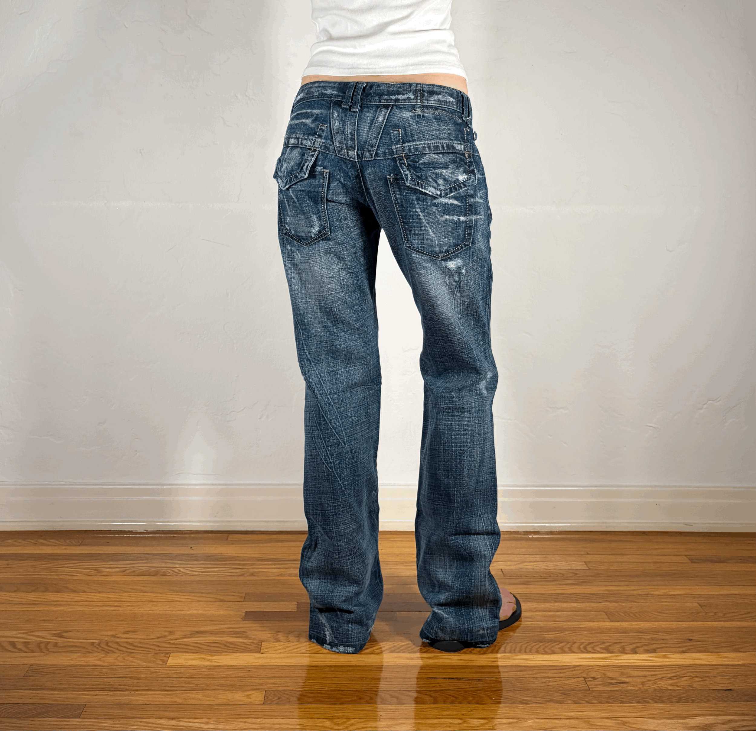 Marithe + Francois Girbaud Ripped Pocket Jeans, M/L