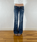 Lolita Low Rise Blue Faded Tiled Jeans, S