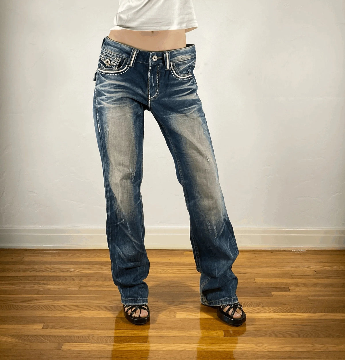 Lolita Bone Stitched Jeans, L