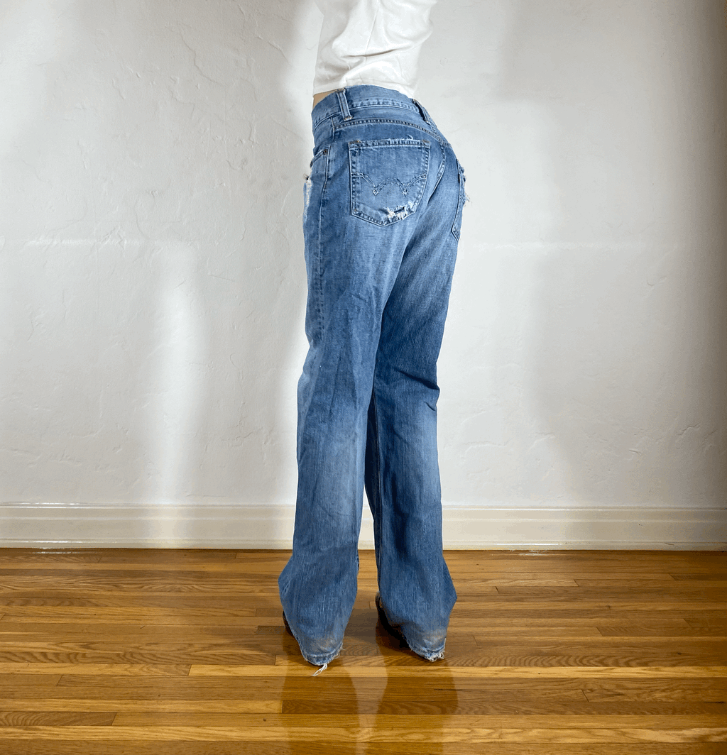 Distressed Blue Jeans, S/M