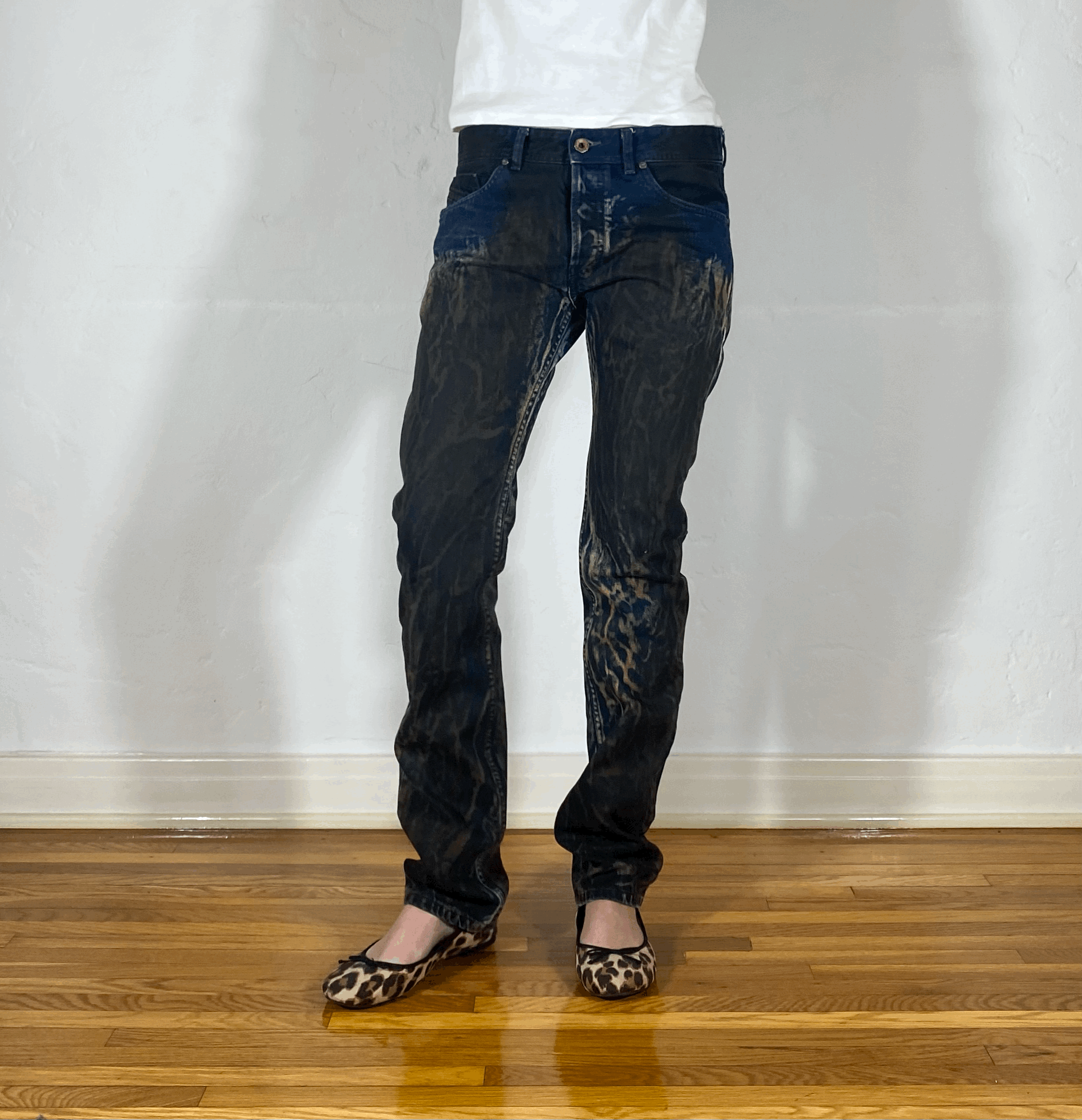 Diesel Leopard Ombre Skinny Rocker Jeans, S/M