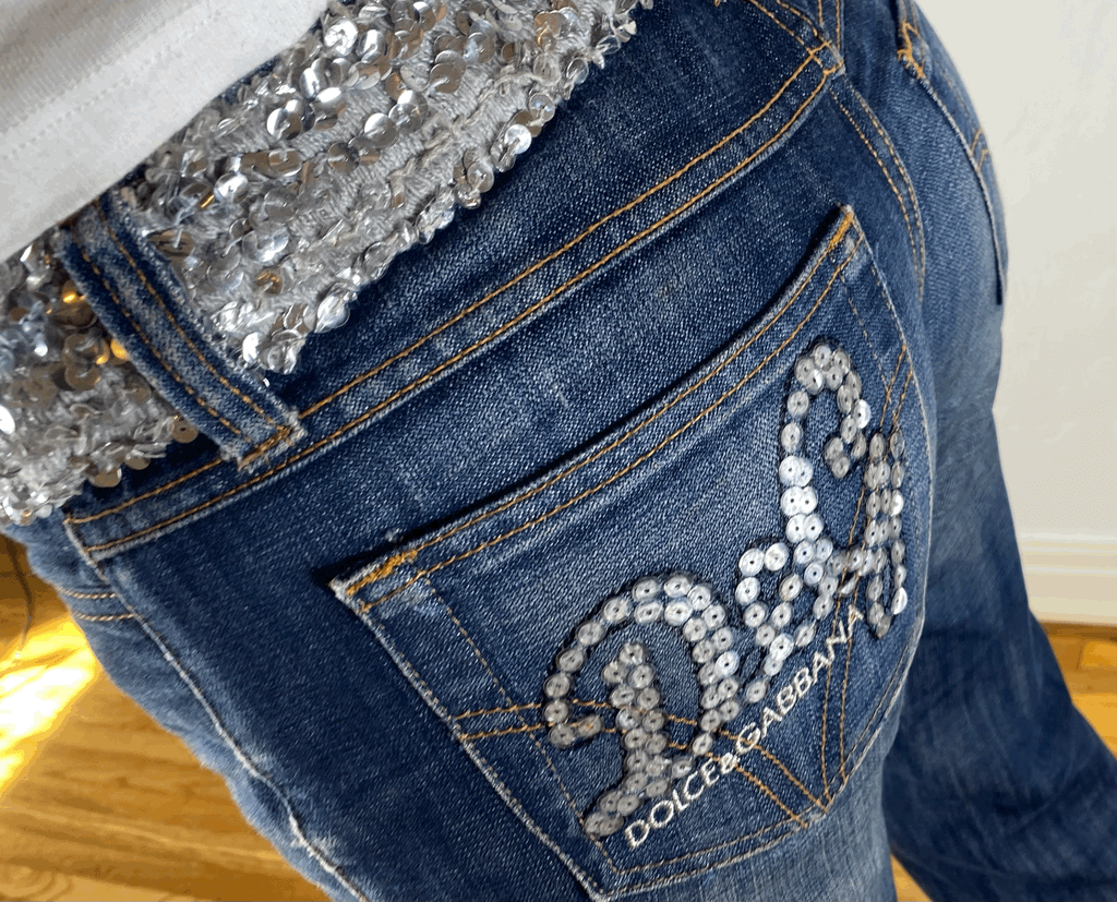 Dolce & Gabbana Sparkly Cropped Jeans, XS