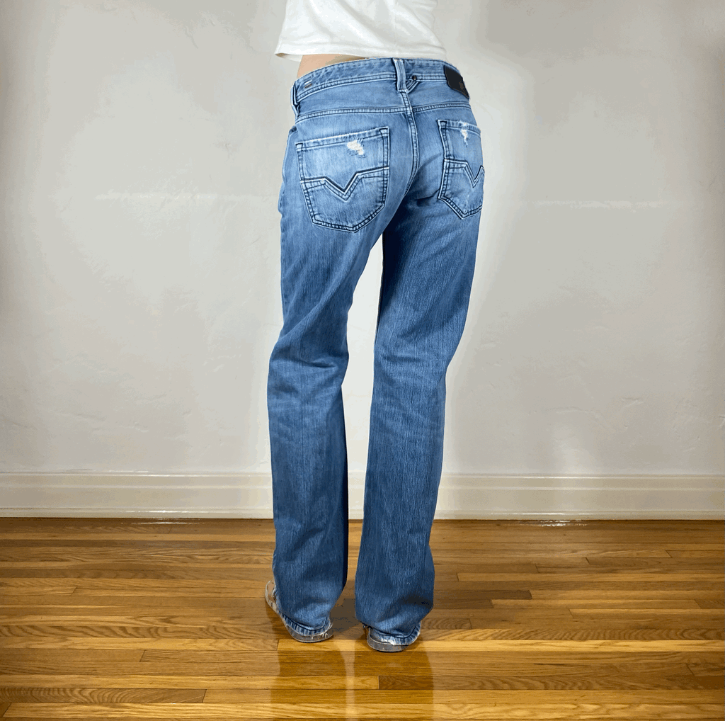 Diesel Relaxed Light Blue Ombre Jeans, S/M