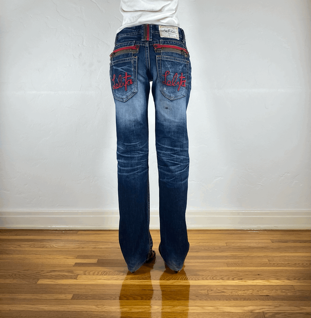 Lolita Red Stitch Jeans, S/M