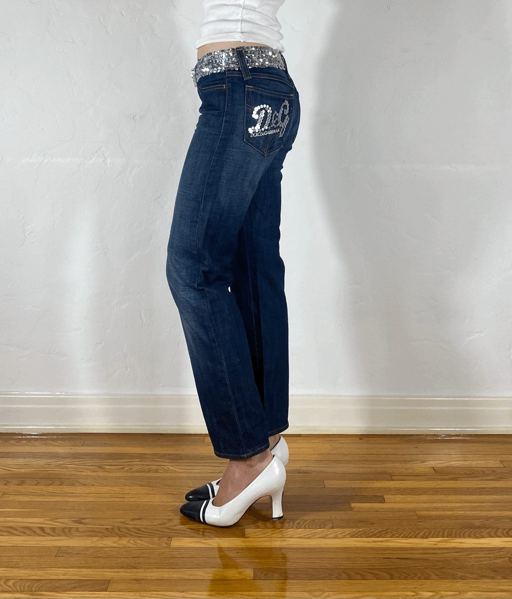 Dolce & Gabbana Sparkly Cropped Jeans, XS