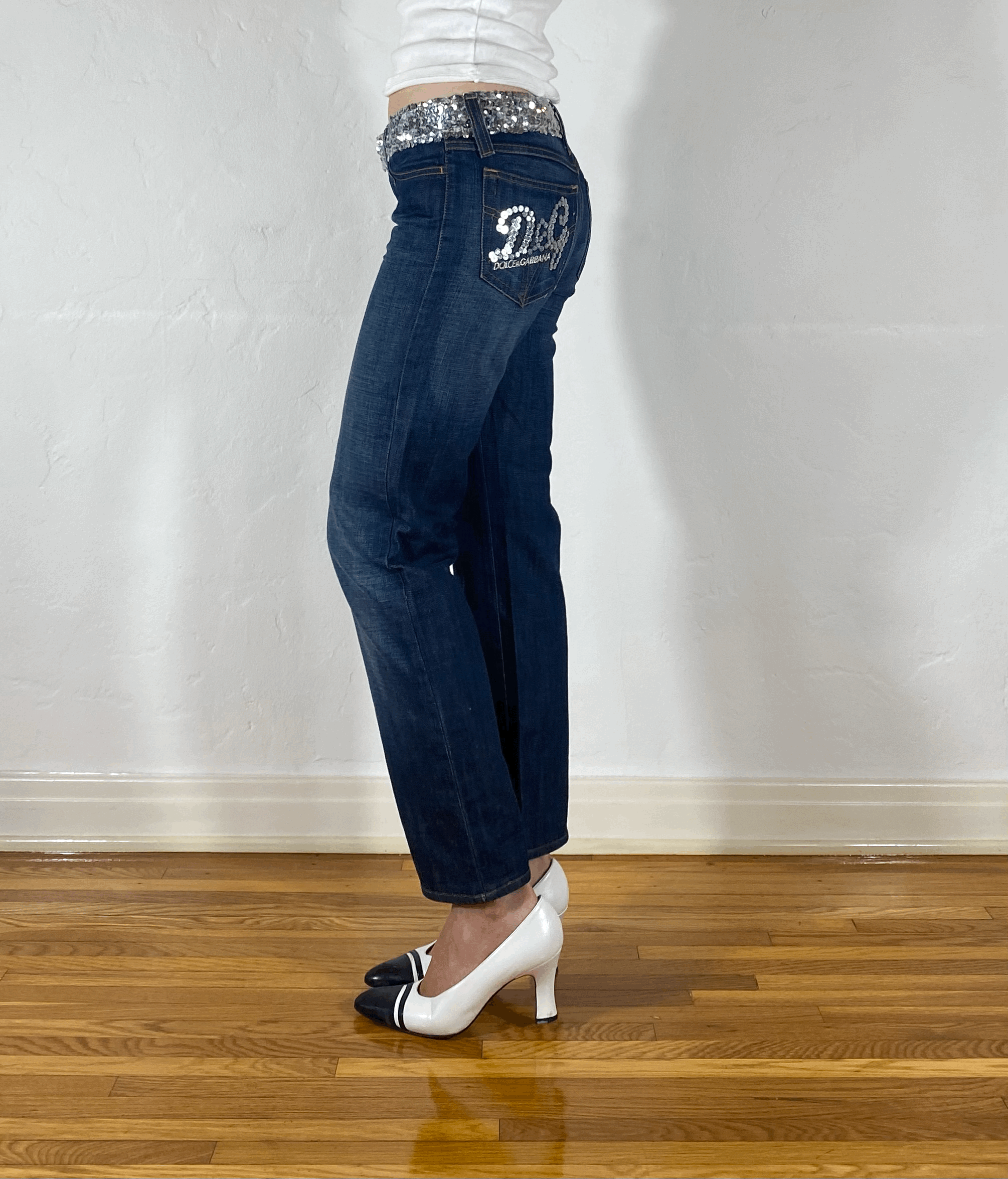 Dolce & Gabbana Sparkly Cropped Jeans, XS