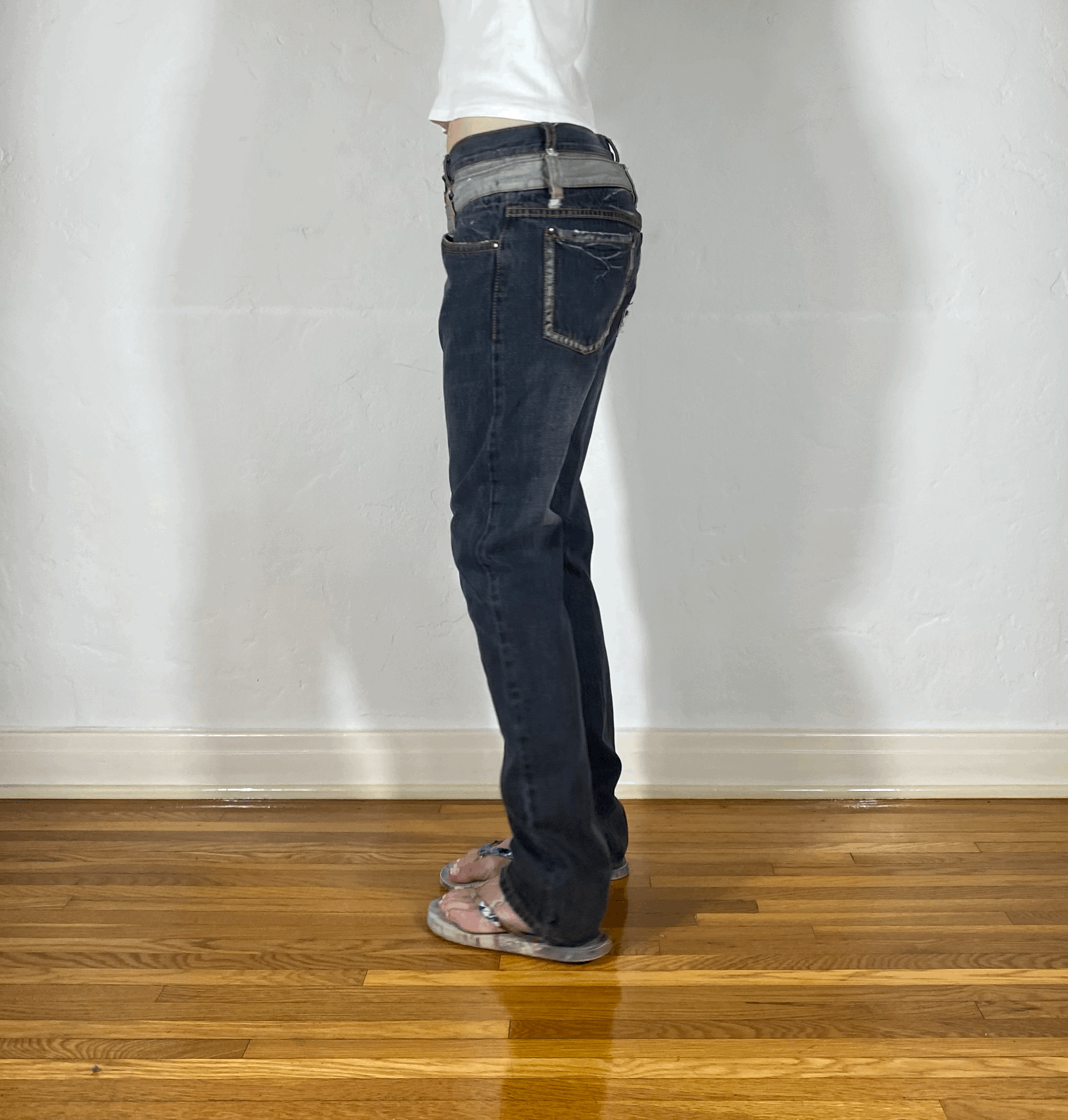 Vintage Gray Straight Jeans, M