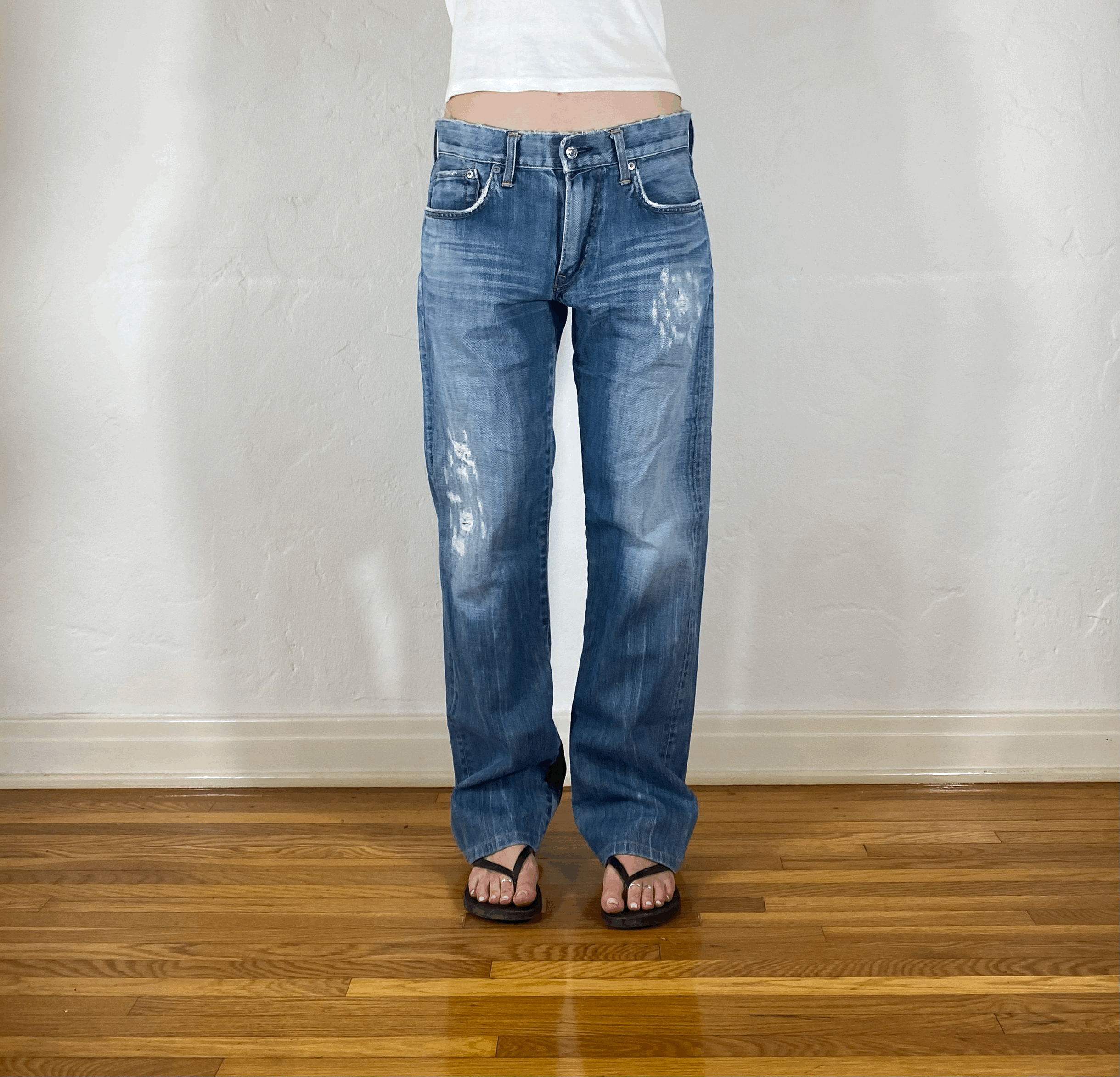 Edwin Soft Ripped and Repaired Distressed Jeans, M