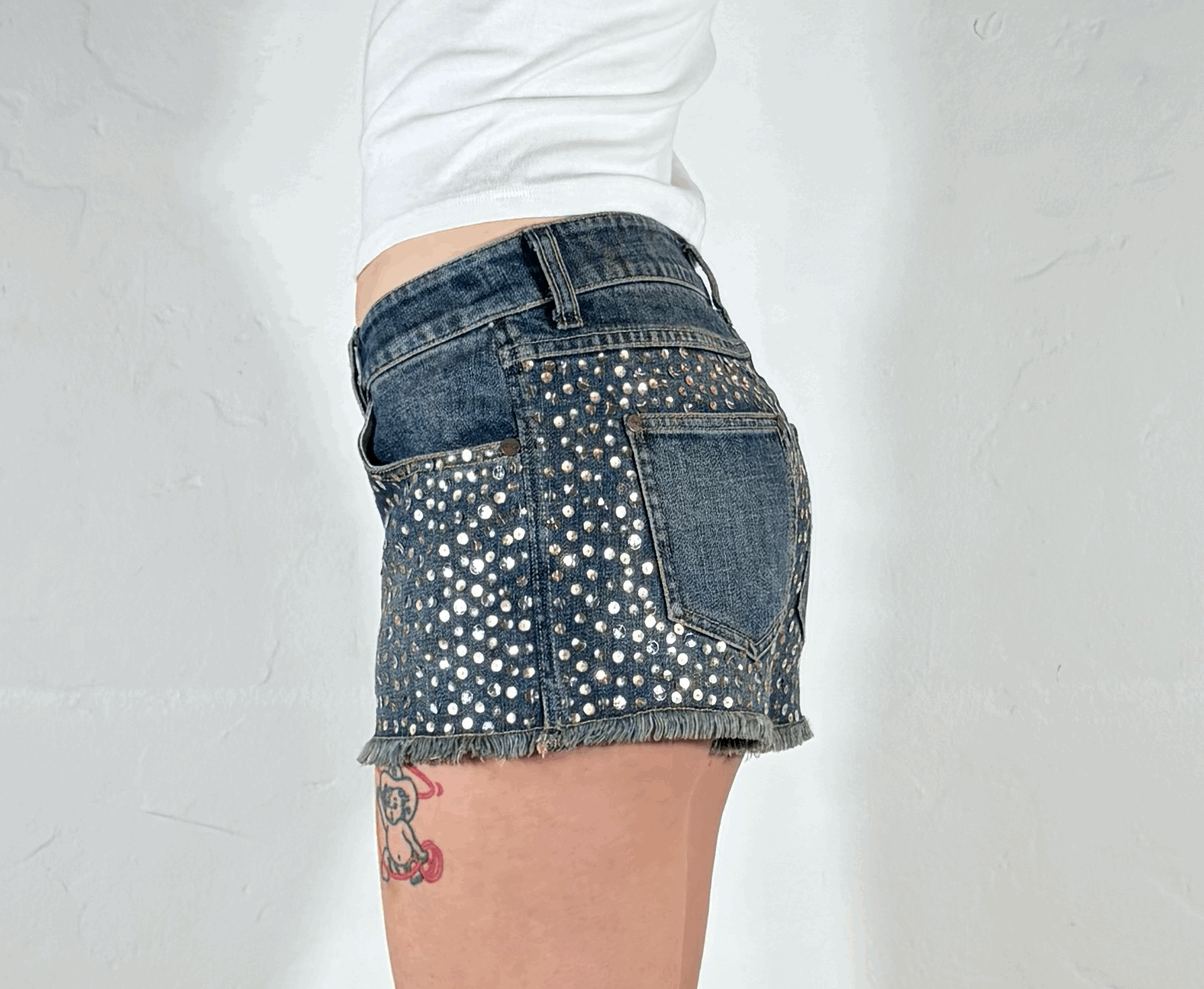 Sparkly Folded Pocket Shorts Shorts, XS/S
