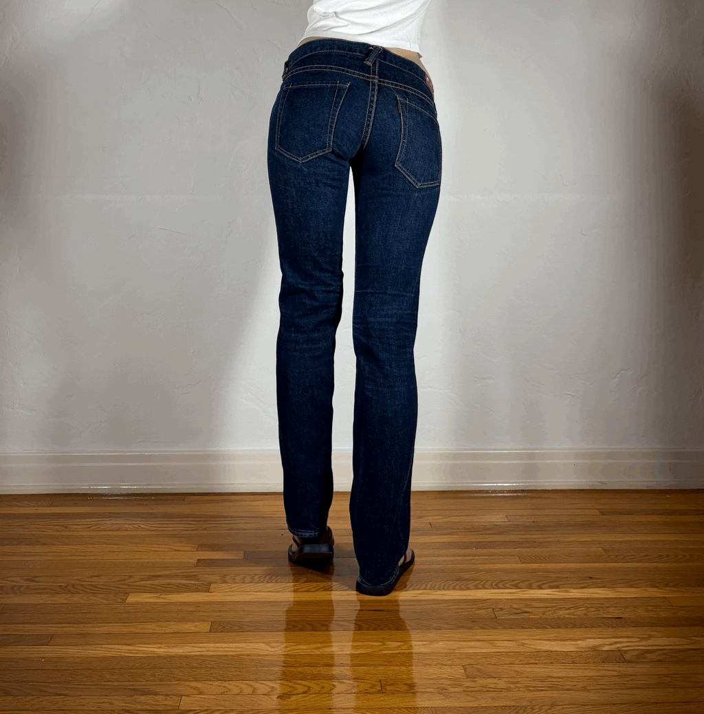 Evisu Dark Blue Low Rise Jeans, XS