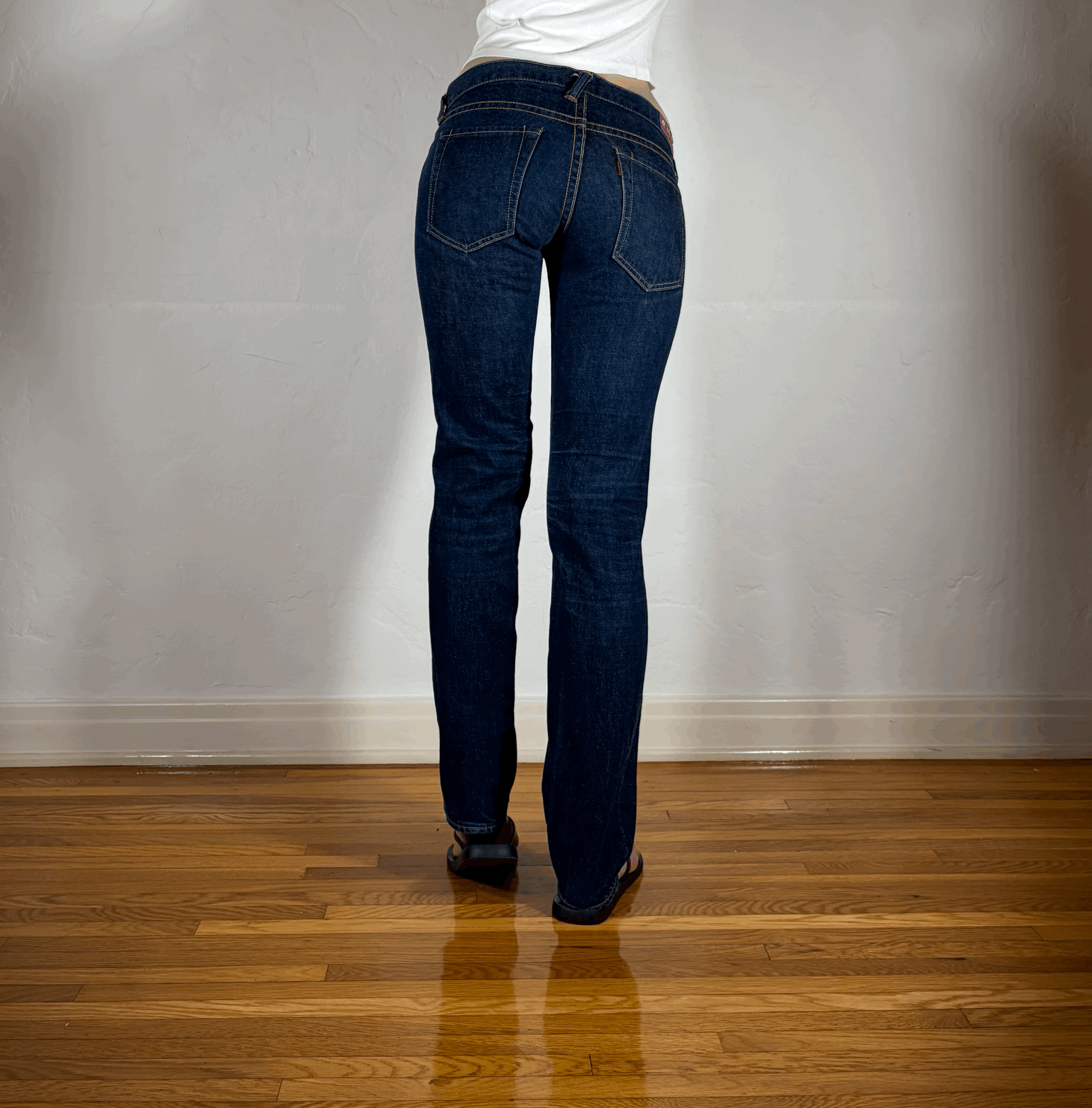 Evisu Dark Blue Low Rise Jeans, XS