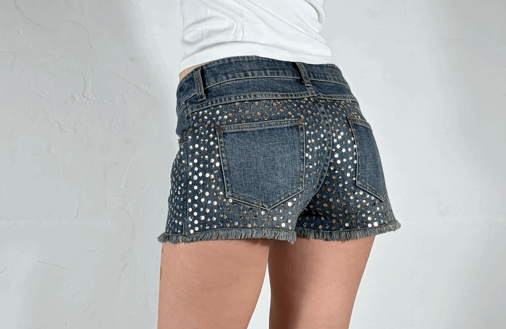 Sparkly Folded Pocket Shorts Shorts, XS/S