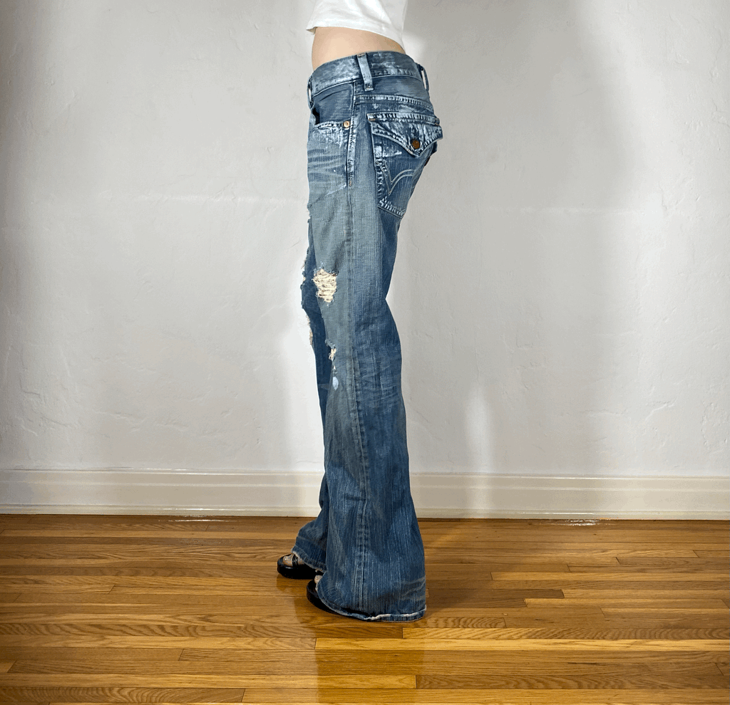 Edwin Silver Spray Paint Flare Jeans, L