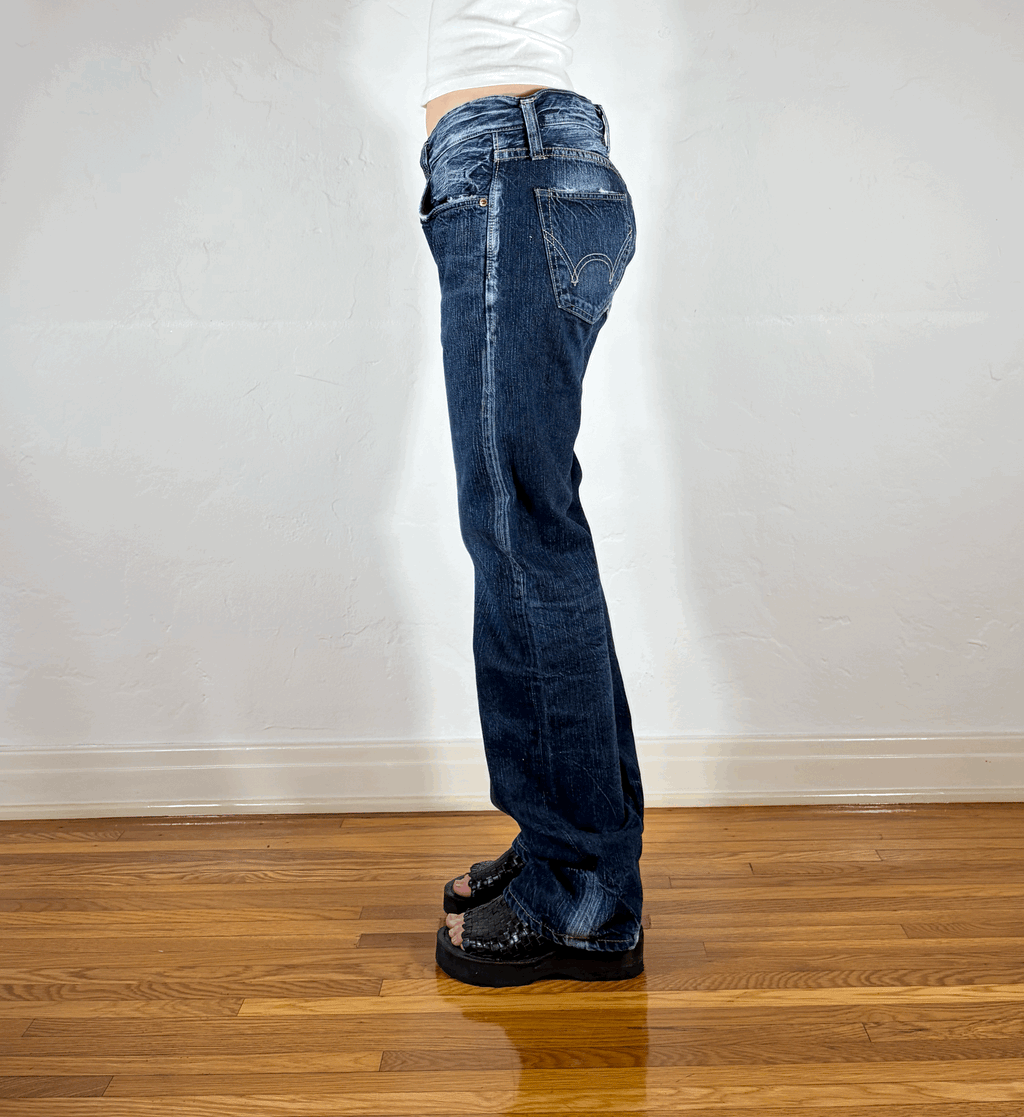 Edwin Unique Blue Streaky Jeans, L