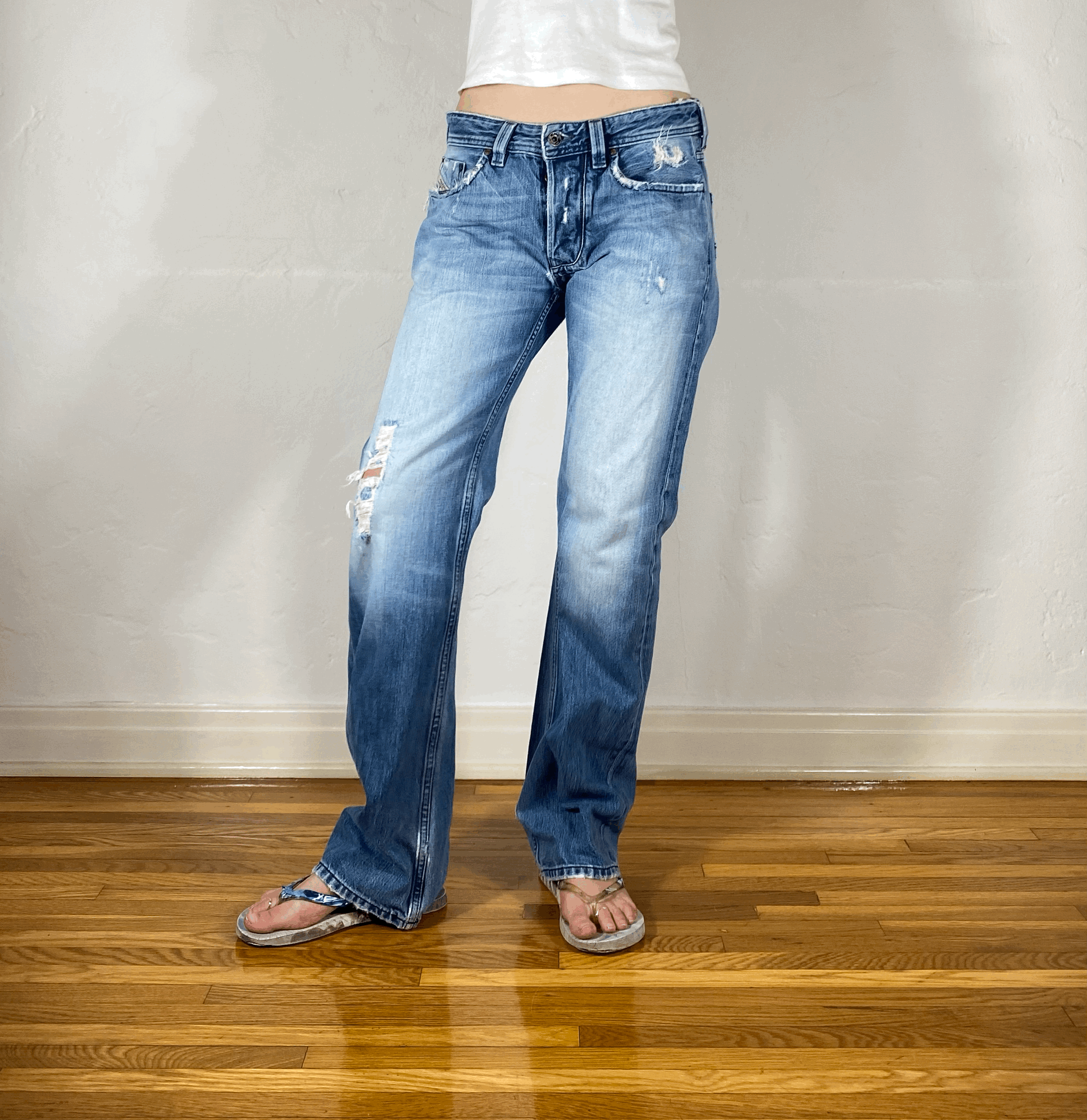 Diesel Relaxed Light Blue Ombre Jeans, S/M