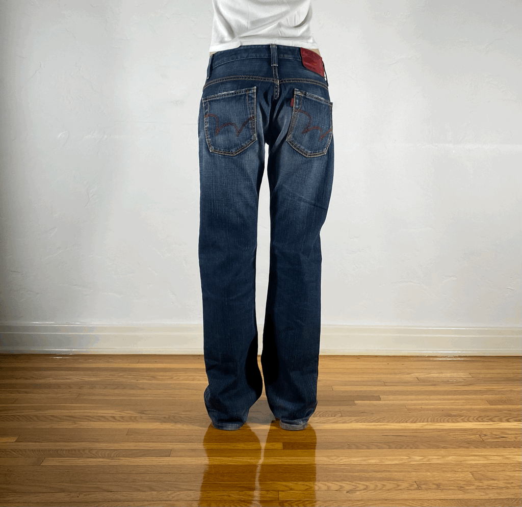 Edwin Blue Distressed Jeans, S/M