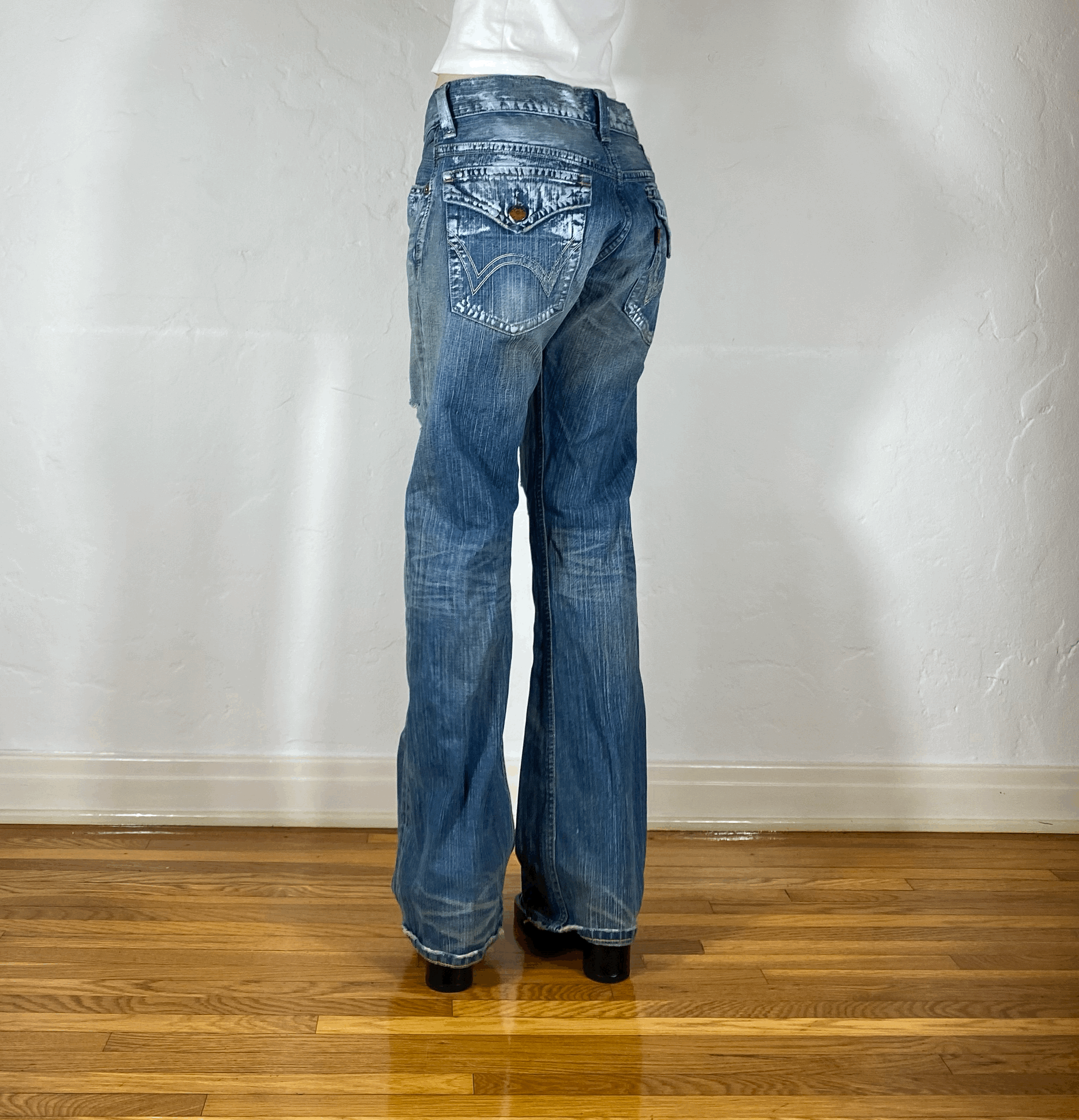 Edwin Silver Spray Paint Flare Jeans, L