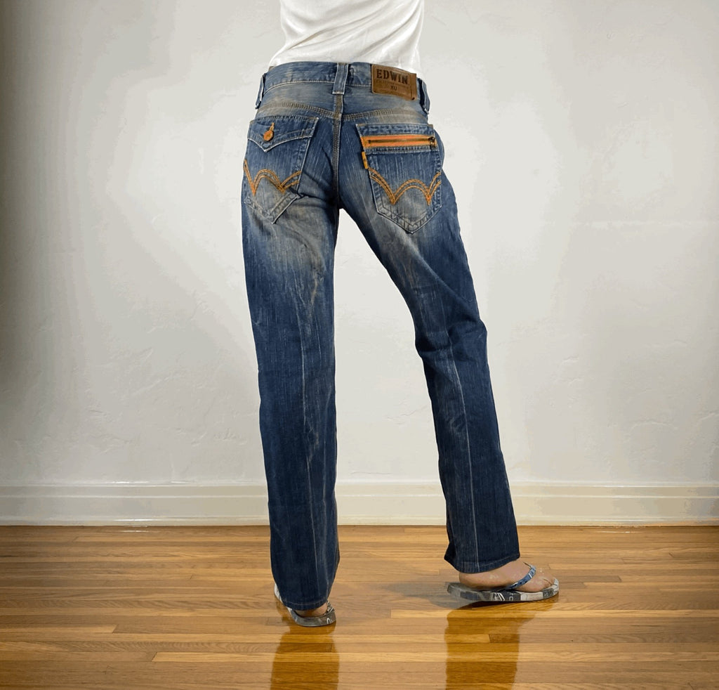 Edwin Orange Stitch Jeans, XS/S