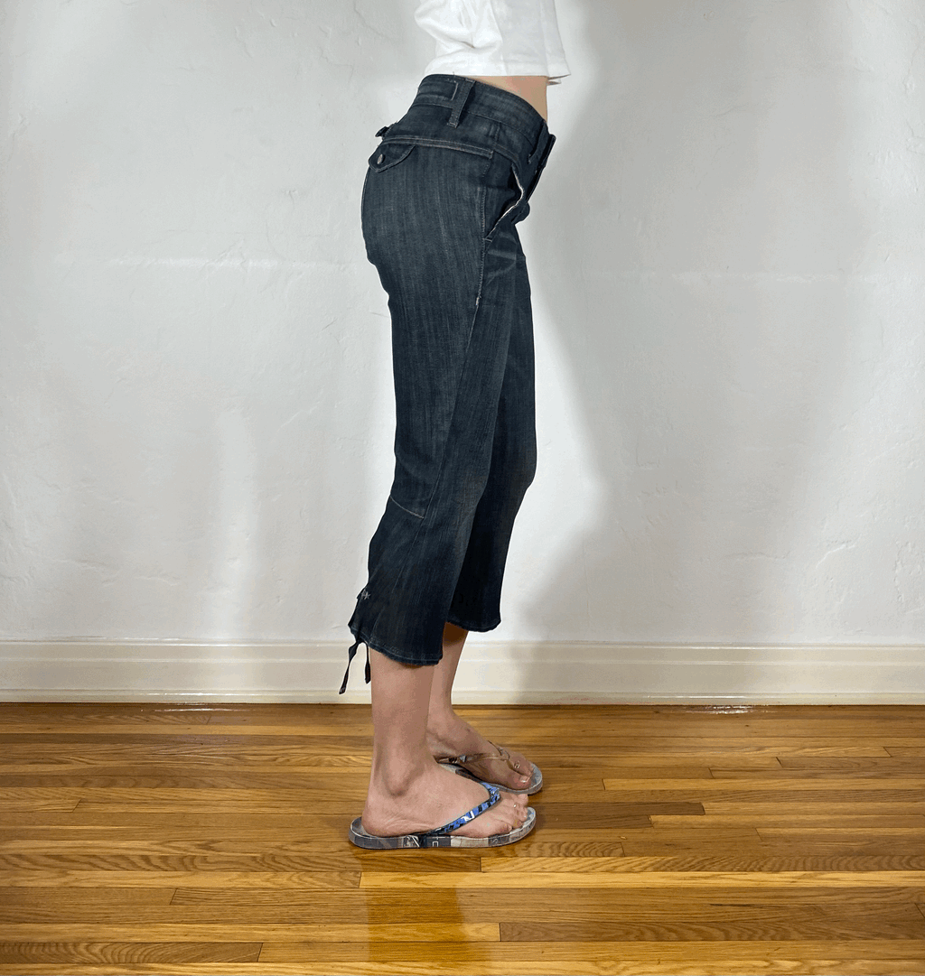 Marithe + Francois Girbaud Black Cinch Capri Jeans, S