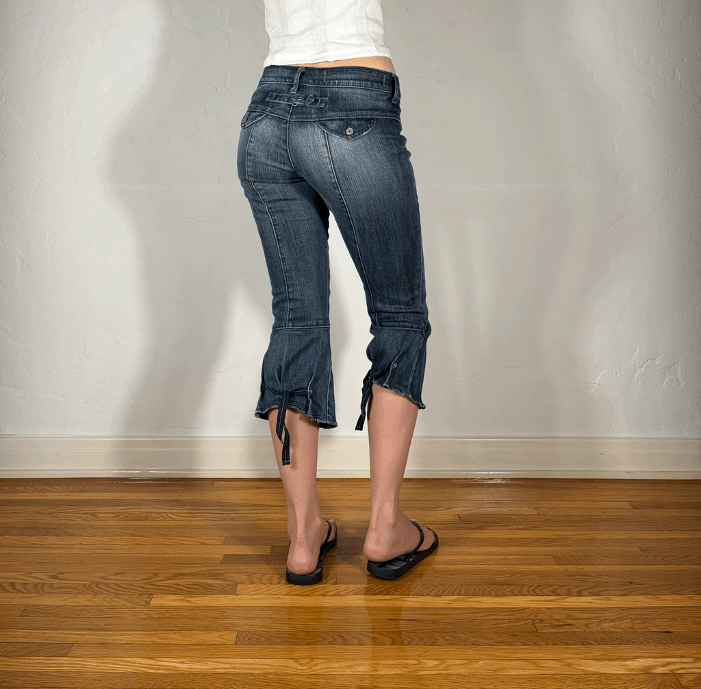 Marithe + Francois Girbaud Black Cinch Capri Jeans, S