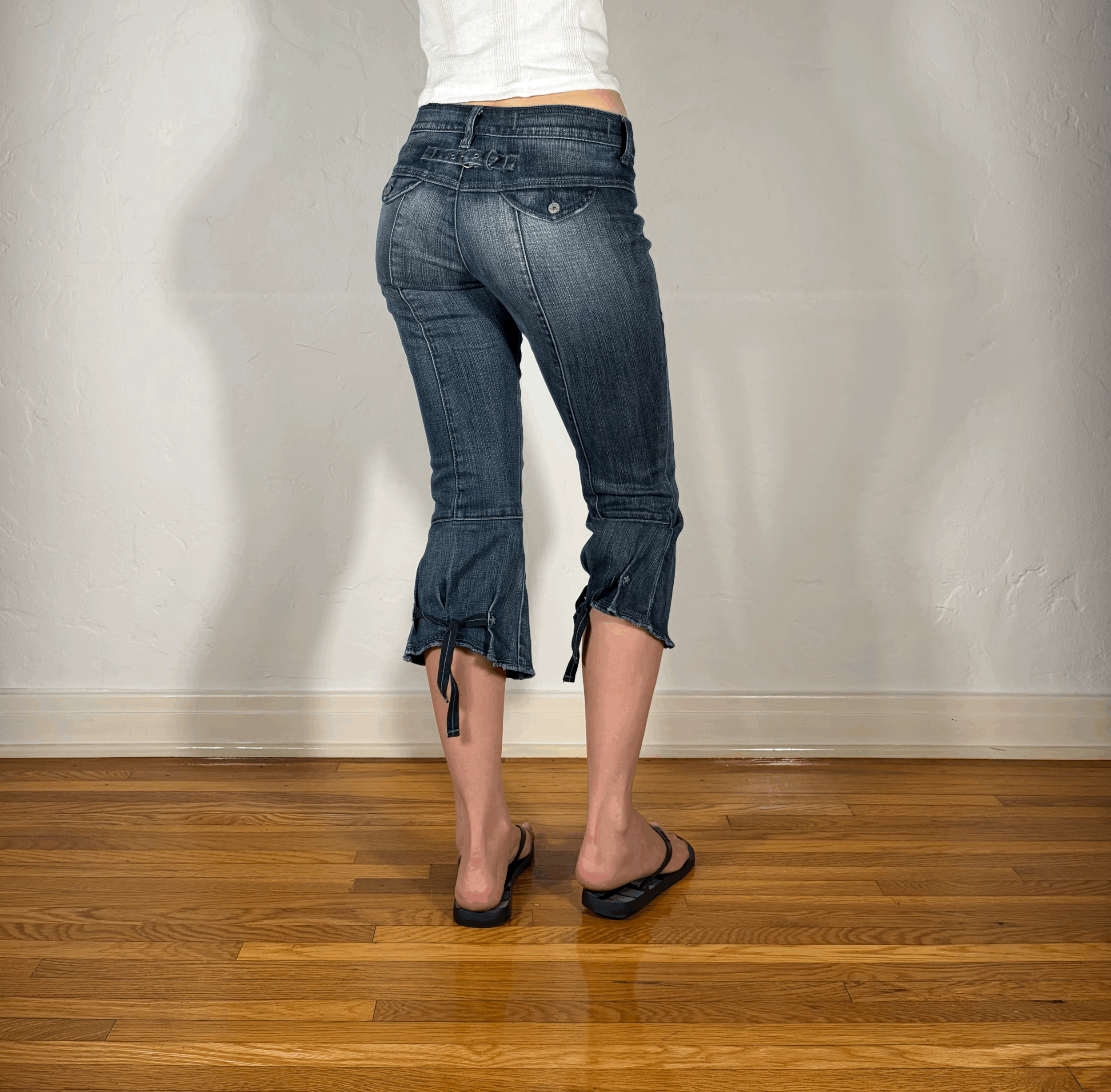 Marithe + Francois Girbaud Black Cinch Capri Jeans, S
