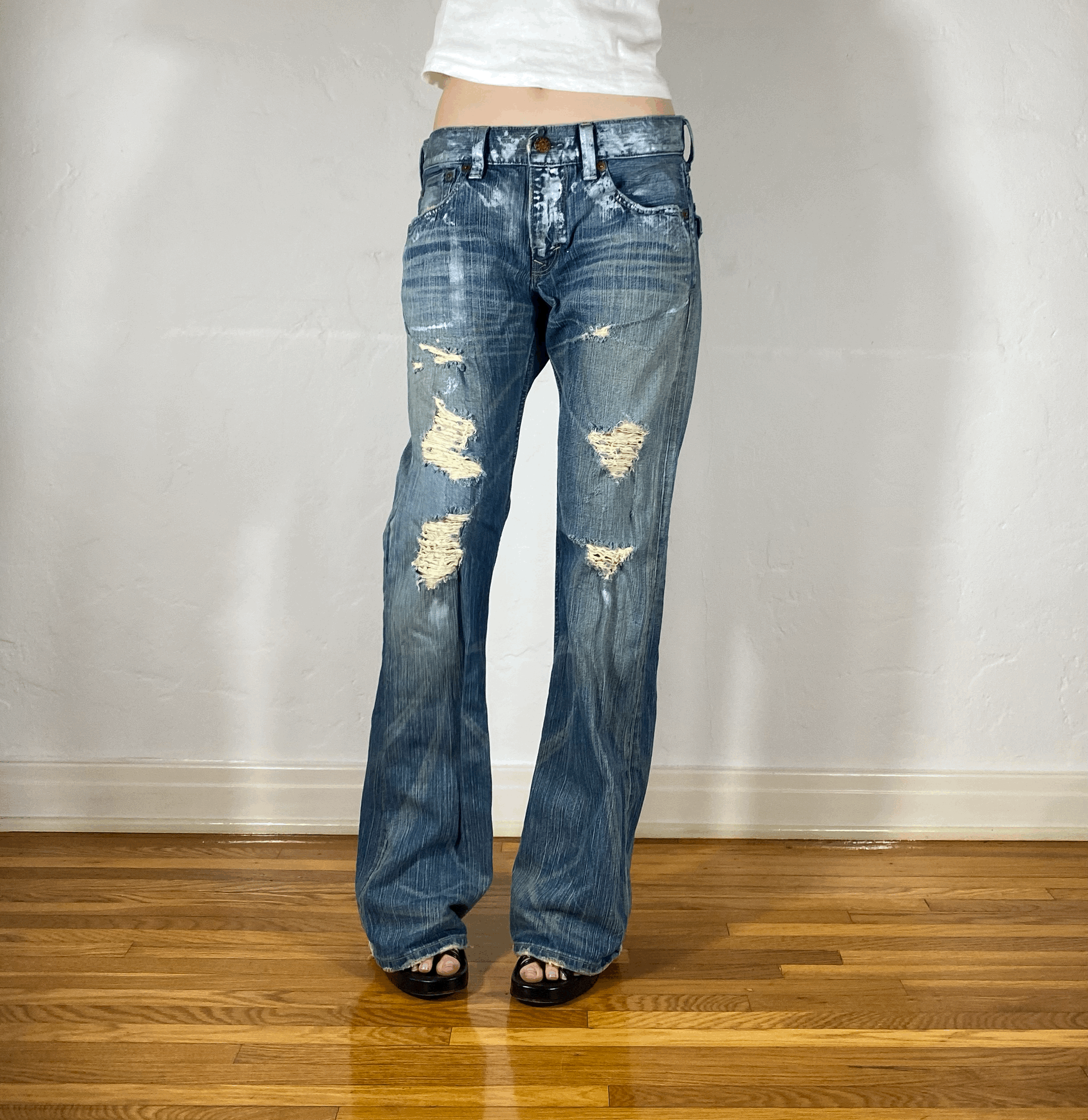 Edwin Silver Spray Paint Flare Jeans, L
