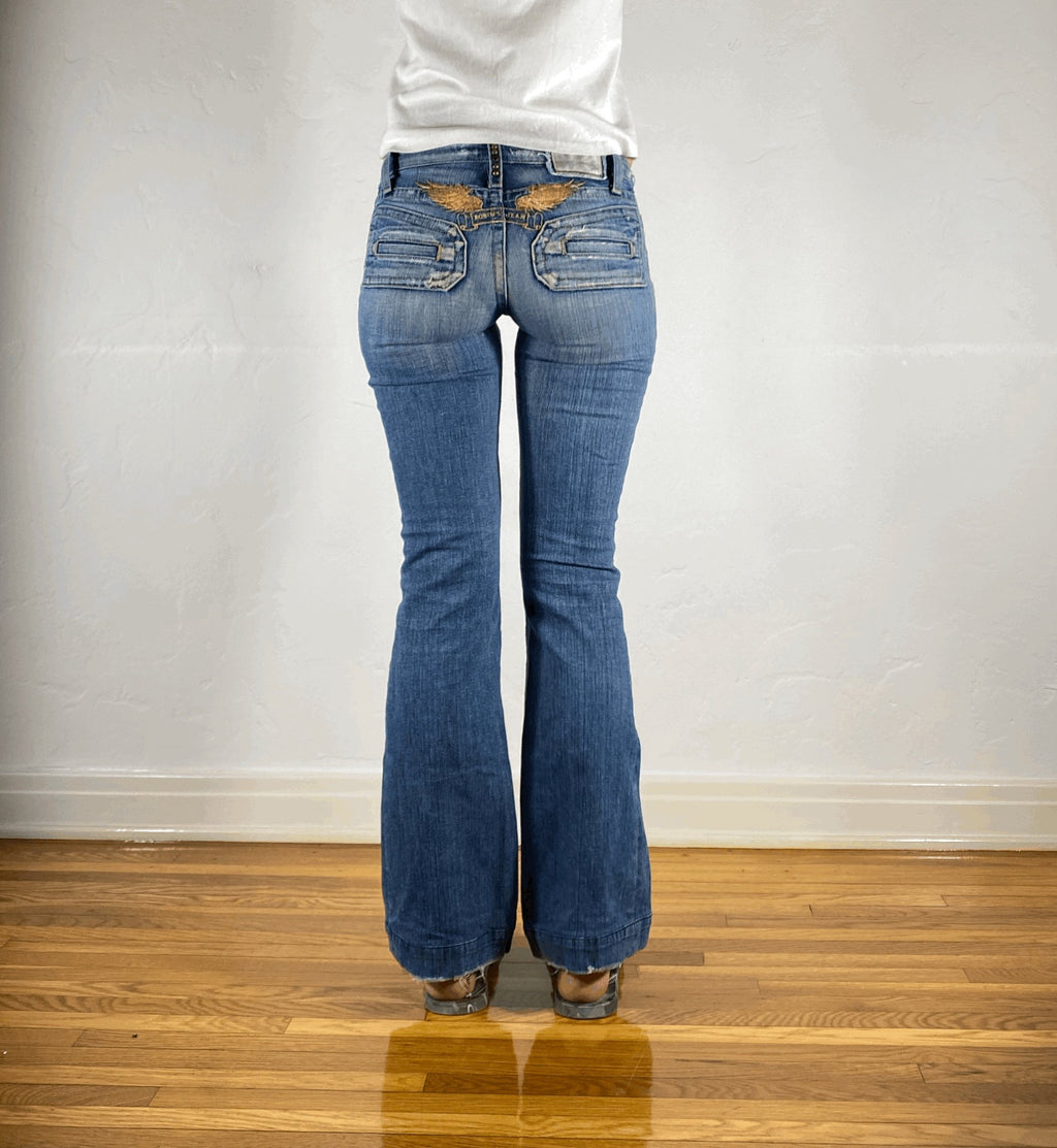 Robin Angel Wing Tramp Stamp Jeans, XXS